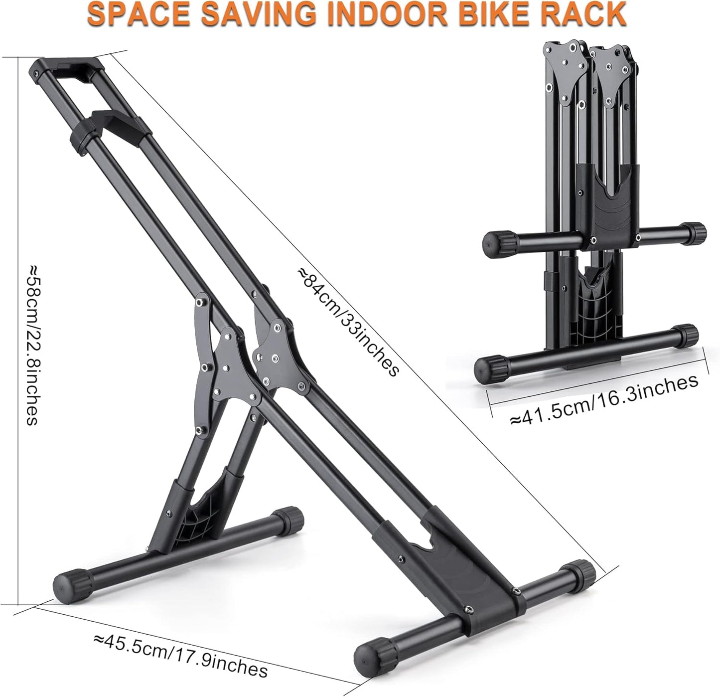 Bike Floor Stand Rack- Indoor Bike Stand for Garage/Home - Bike Storage Bicycle Parking Rack Fit 20”-29” Mountain Road Bikes (1 Bike Rack)