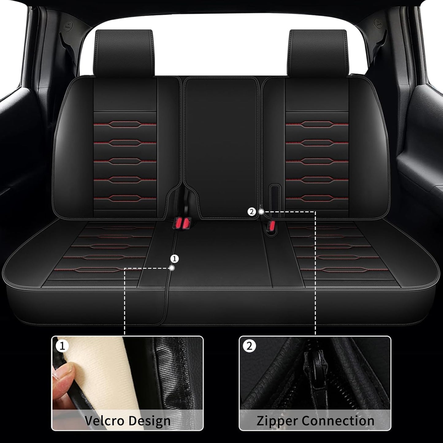 Seat Covers Fit for Honda Ridgeline 2006-2024 2025: Crew Cab 5 Seats Car Seat Covers Faux Leather Truck Pickup Seat Cushion Protector - Front Seats with Armrests(Full Set, Redline)