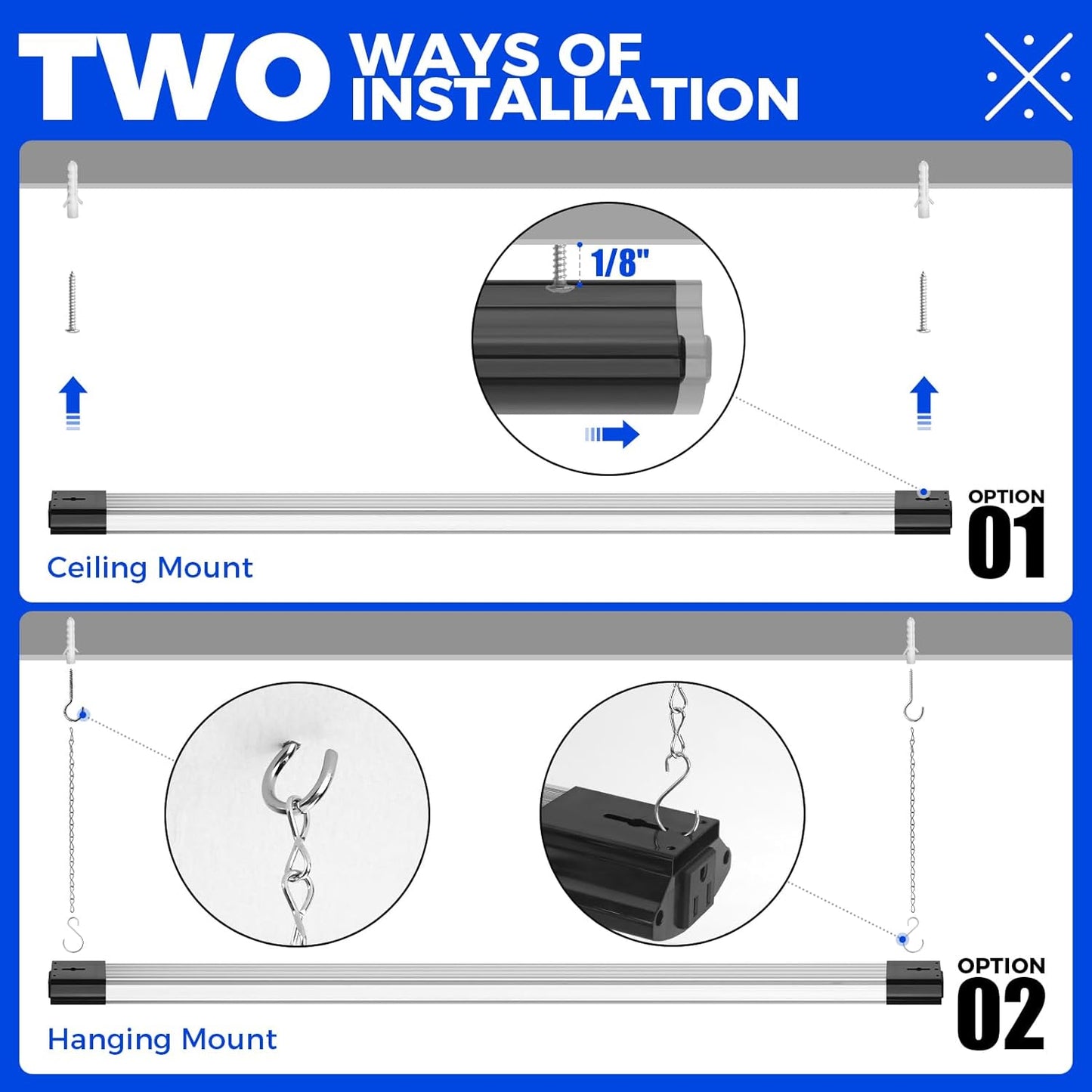 Barrina BS84 LED Shop Lights for Workshop 4FT, 84W, 10000LM, 5000K Utility Shop Lights, Pull Chain ON/Off, Hanging or Flush Mount, ETL, 10 Packs