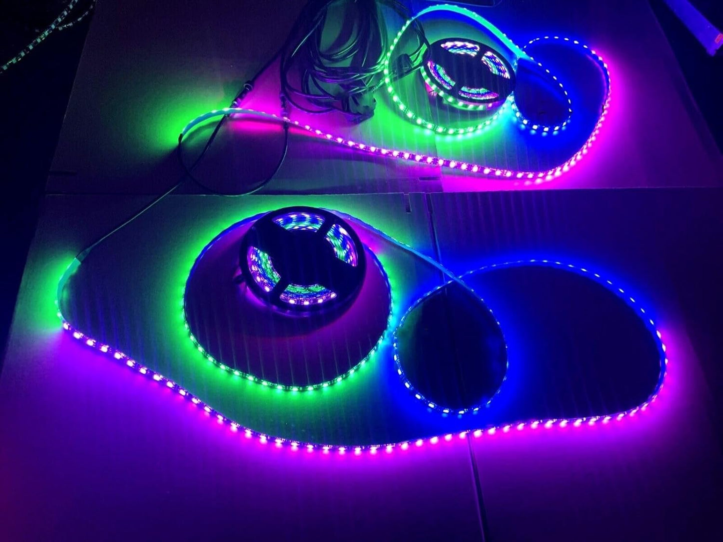 Black Out Full Tinted Smoked LEDs 4PCS 6.5FT 2Meters 78" RGB Dream Color Chasing IP65 Light Strips for Car Truck Slingshot Golf Cart Bluetooth + Remote Control