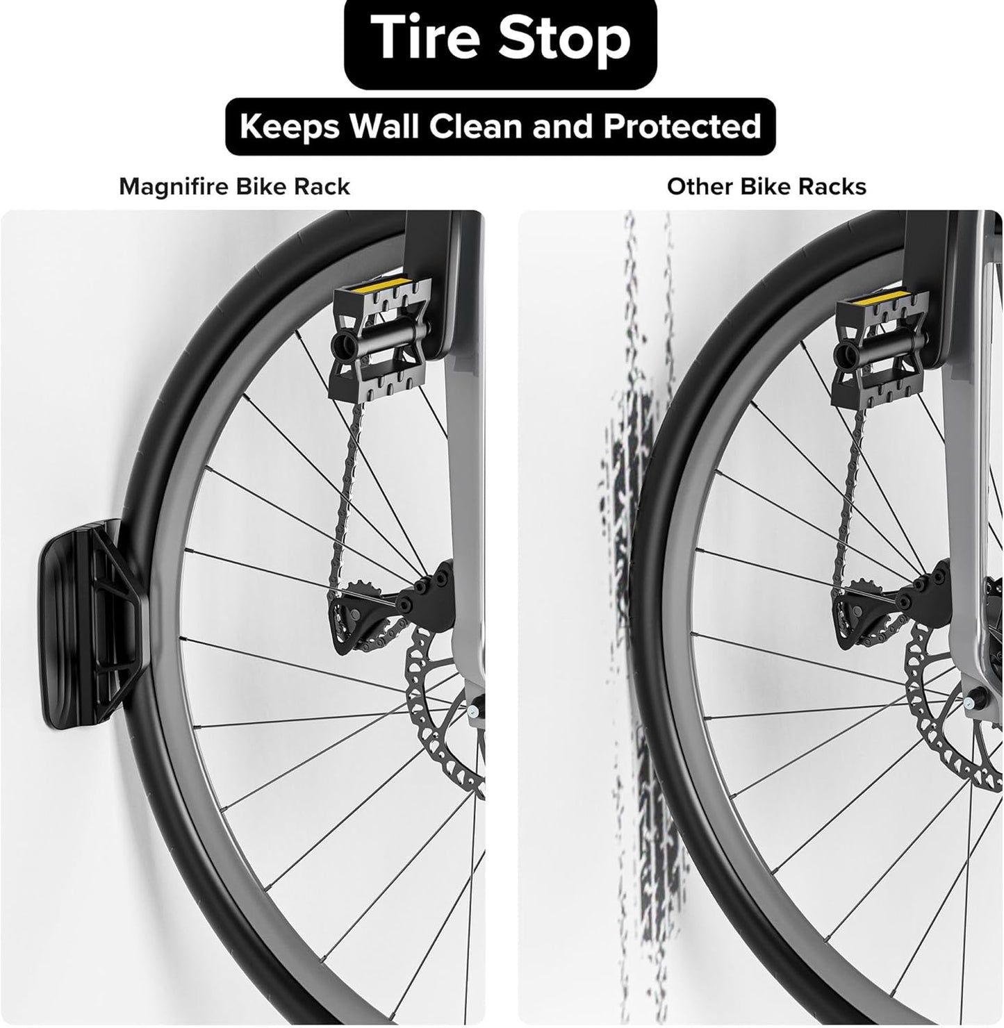 Bicycle Rack for Garage and Indoor Use, Adjustable, Foldable Bike Rack Set of 2 - Wall Mount for Road, Hybrid, Small Mountain, BMX Bikes - Secure and Space Saving Bike Storage (2 Pack)