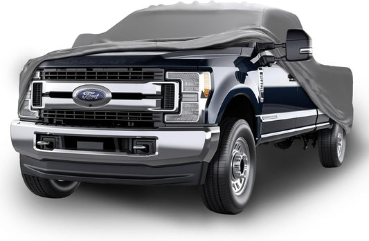 Car Covers Weatherproof Max Truck Cover & Warranty Compatible with Ford 2022-2024 F-350 Crew Cab, 8'– Outdoor Cover, Prevents Theft with Cable Lock