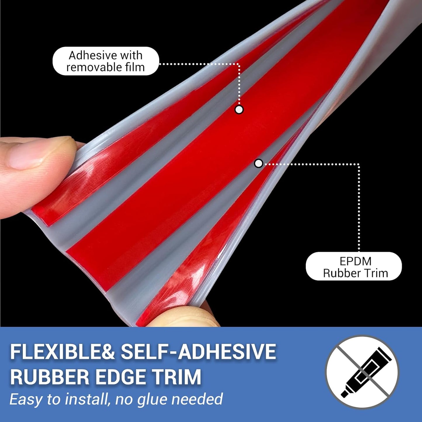 Rubber Edge Trim, Flexible Edge Banding, 1/2"(12mm) U Channel Furniture Edge Protector, Self Adhesive Edge Guards for Plywood, Wood, Glass Parts, 20Ft, Grey Color