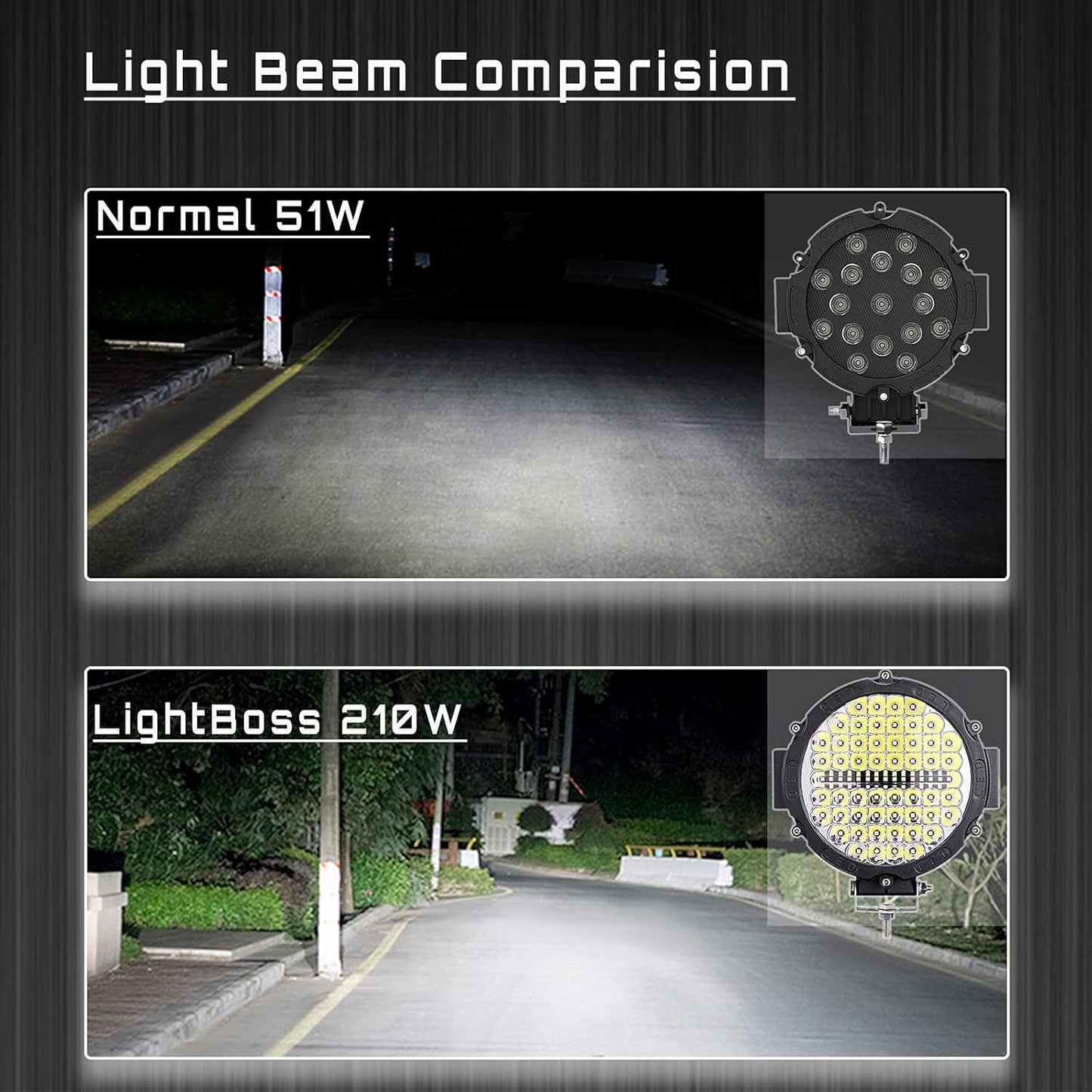 Round LED Off Road Lights 210W 21000lm, Trucks Tractor LED Work Lights, LED Light Pods Offroad Auxiliary Driving Fog Lights Snowmobile Golf Cart ATV UTV RV Plower, 4PCS