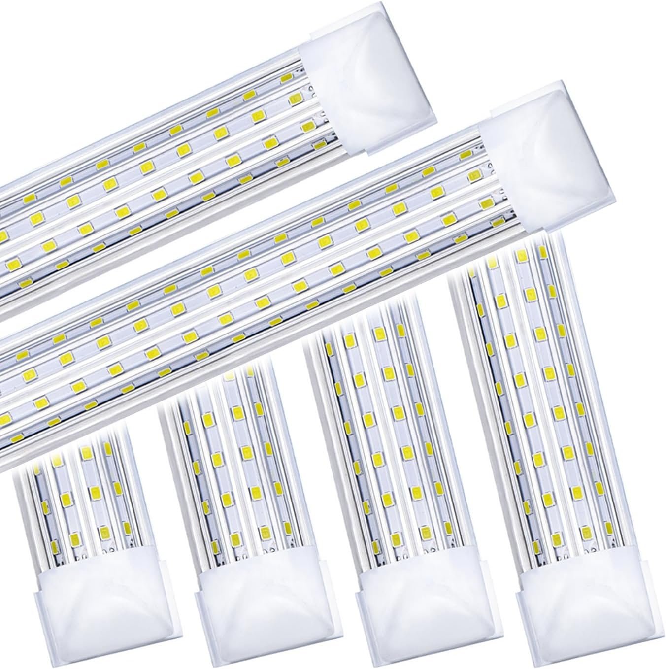 (6- Pack) 4FT LED Shop Light, 65W 5000K Daylight White 7500LM Super Bright T8 Integrated Fixture U-Shape 4 Rows Linkable Tube Lights for Garage Warehouse Workshop Basement Plug and Play