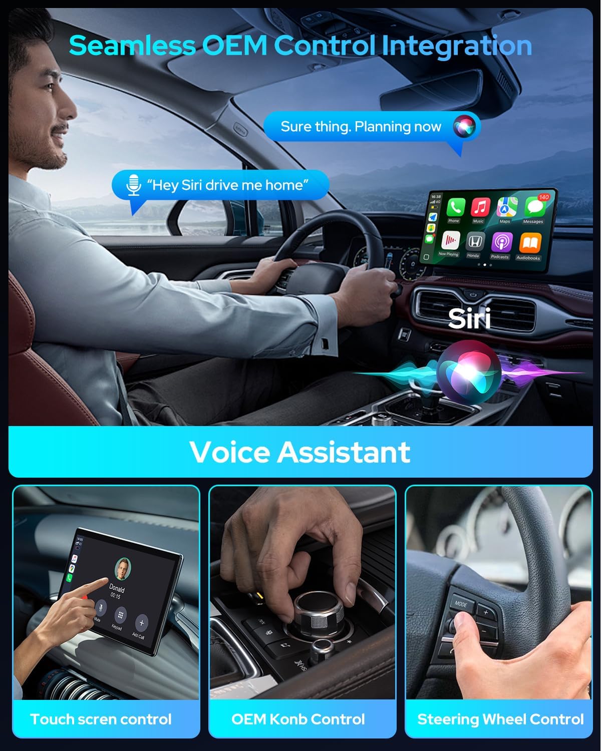 FAHREN Mini Wireless CarPlay Adapter,Bluetooth & WiFi Connection,Plug-N-Play,No Lag for Navigation,Compatible with iOS 10+ & Car 2016+,USB-A Extension Cable & Type-C Adapter.