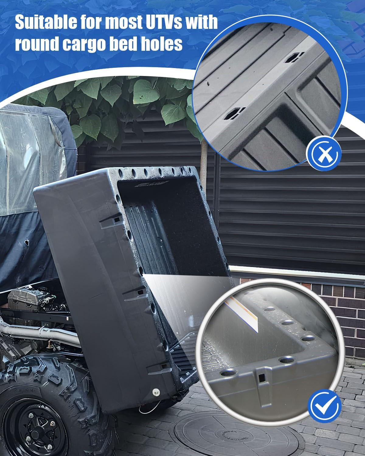 Upgraded Dual UTV Cargo Bed Tool Holders Compatible with Polaris Ranger and General, 4 Position Tool Carrier Mounting Kit, Shovel Holder Fits All UTV Round Bed Anchor Holes, No Drilling