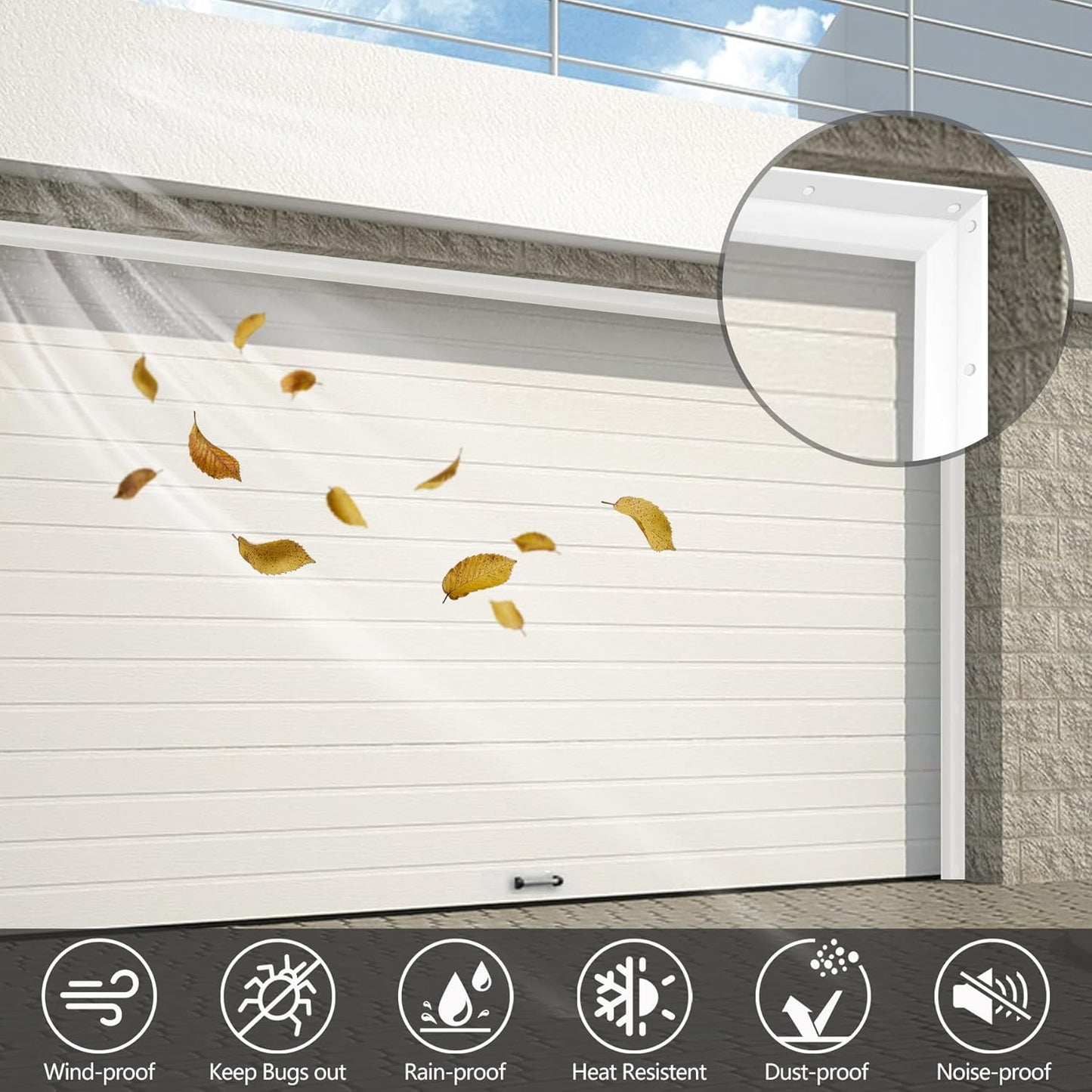 Gaahing Garage Door Top and Sides Seal Strip, Universal Weather Stripping, Self-Adhesive Weatherproofing Molding Trim with 40 Sets of Screws (White, 32.8 FT)