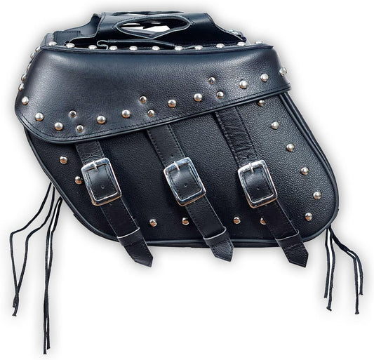 Motorcycle Saddlebags, 33L Large Capacity Saddle Bags Motorcycles, Genuine Leather Motorcycle Luggage Bag, Universal Motorcycle Throw Over Saddlebag, Black, HD-SAD551S