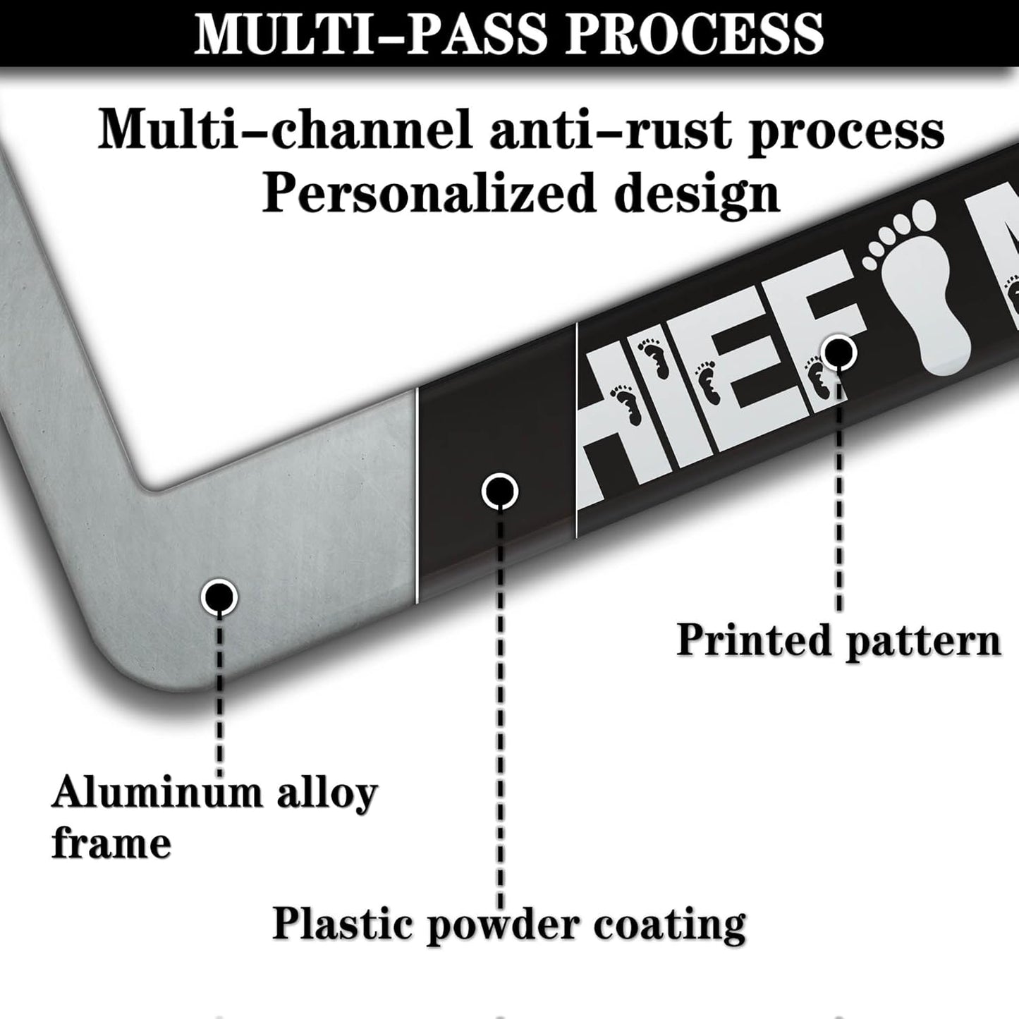 Automotive Exterior Accessories Black and White License Plate Frames Mischief Managed Universal Aluminum Car Accessory 2 Pack with Screw Covers Set