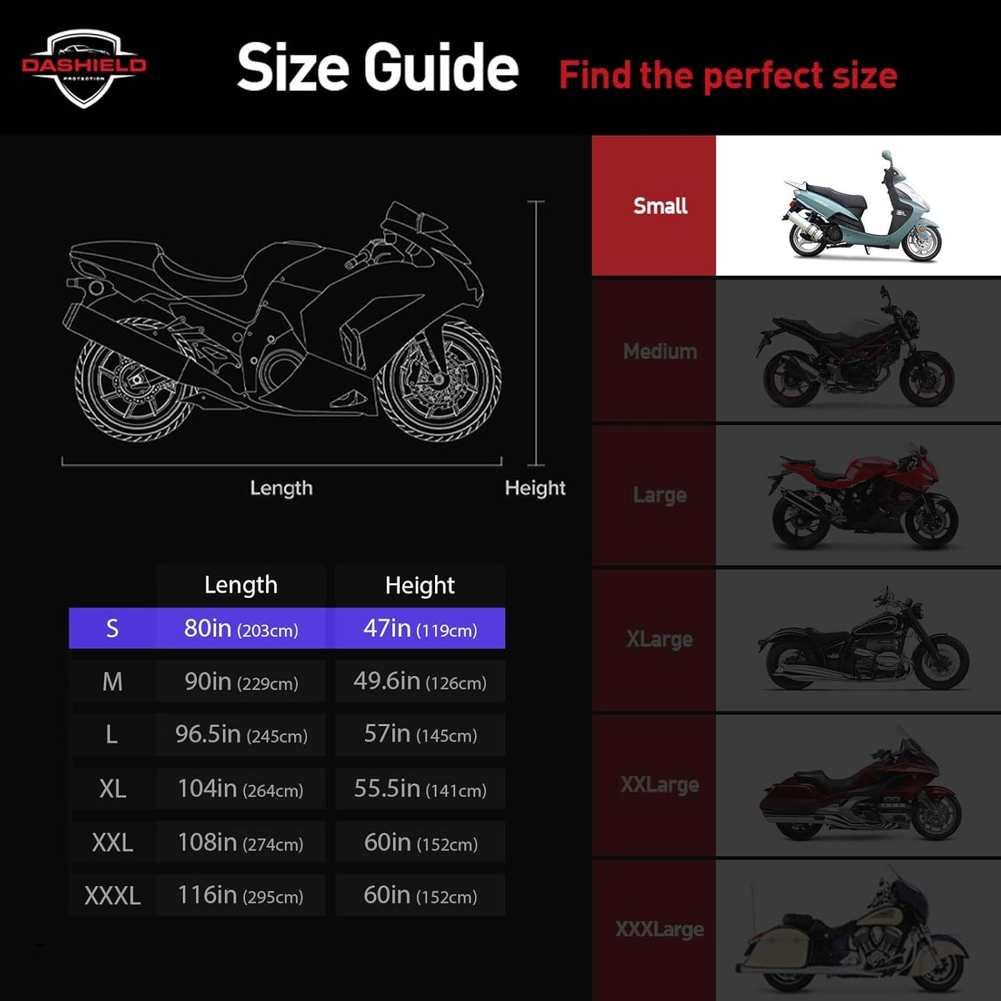 Ultimum Series Motorcycle Cover Waterproof All Weather Protection Universal Heavy Duty Night Reflector with Lock-Holes Compatible with Suzuki Harley Davidson Kawasaki Yamaha Honda Blue Small