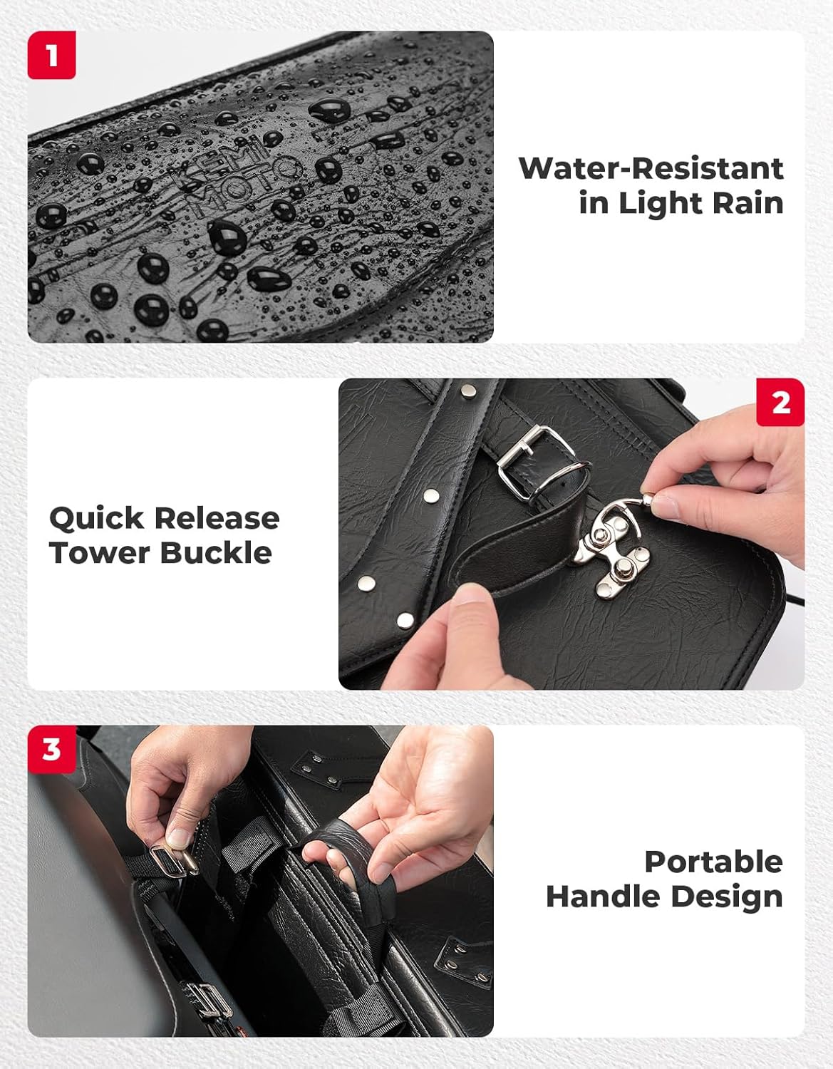 KEMIMOTO Motorcycle Saddlebags Heavy Duty 30L PU Leather Luggage Throw Over Saddle Bags Large Capacity Compatible with Sportster Softail Dyna Road King V-star Shadow