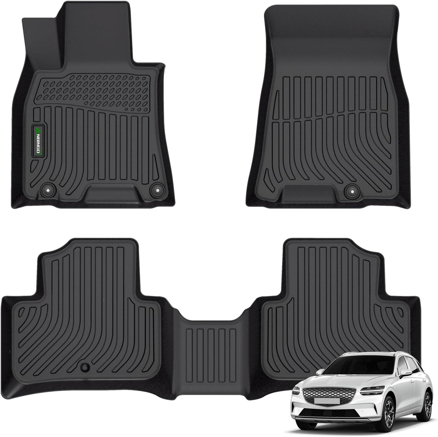 ANBINGO®-Floor Mats for Genesis GV70 2025-2022 (Not Fit Electrified GV70) TPE Fits Front& Rear Row GV70 Mats Waterproof Car GV70 All Weather Floor Mats GV70 Accessories-Black