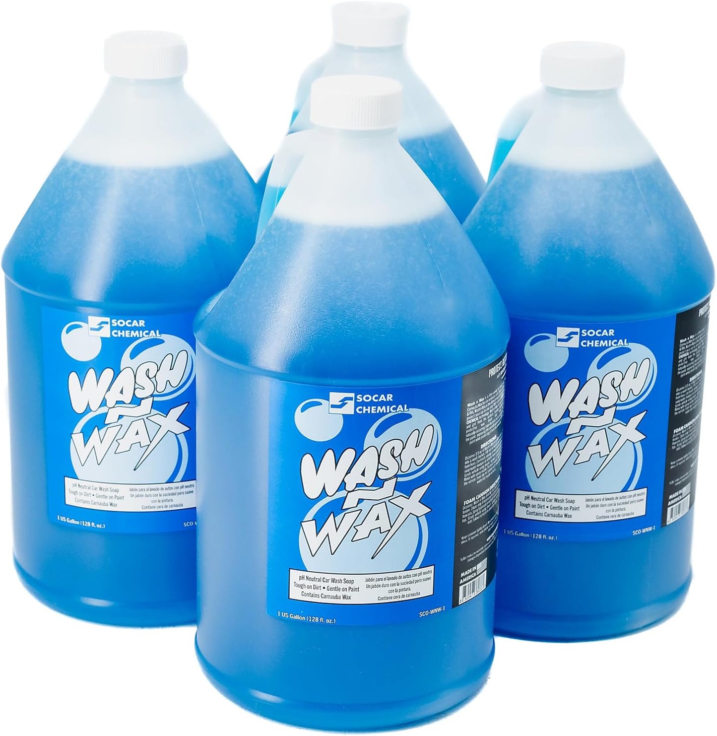 SOCAR Wash N Wax Car Wash Soap - pH Neutral, Carnauba Wax, 4 Gal., Model# SCO-WNW-4