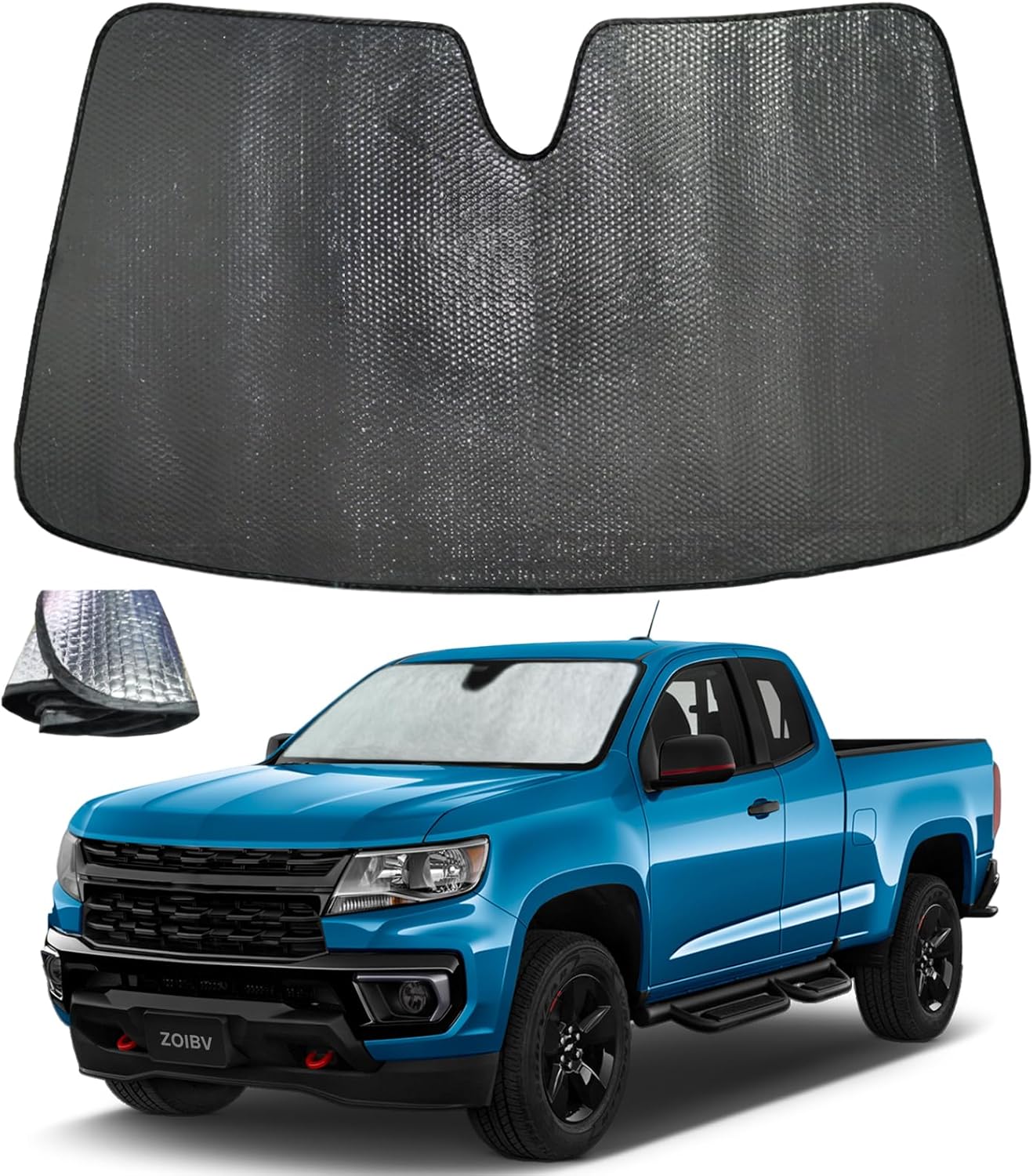 Windshield Sun Shade for Chevrolet Chevy Colorado 2015-2022 - 5-Layer Bubble Foldable Front Window Shade Sun Visor Accessories - Blocks Heat & UV Rays