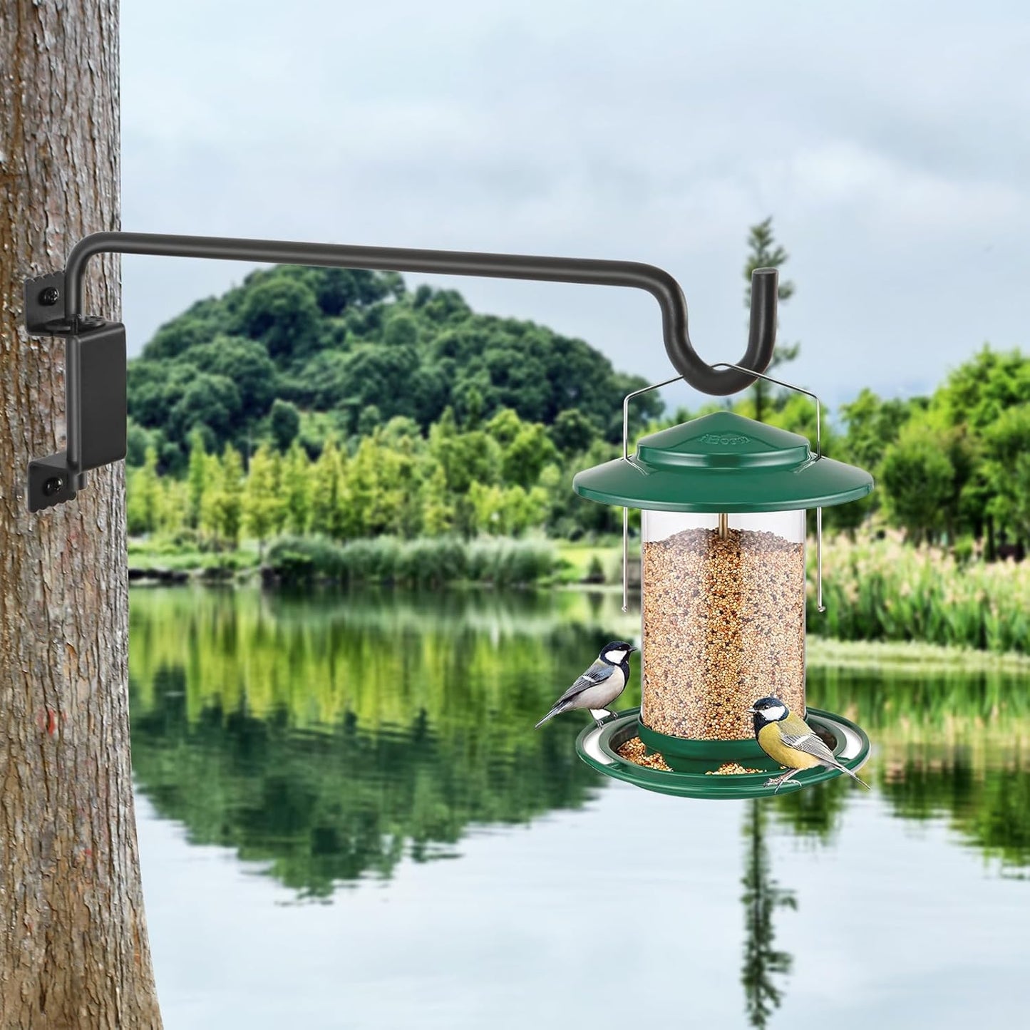 16"Swivel Plant Hanger - 360° Outdoor Hanging Brackets with 12-Directional Adjustable Hook, Rust Resistant Solid Steel Wall Mount for Bird Feeders, Indoor/Outdoor Plants, Garden & Patio, Pack of 2