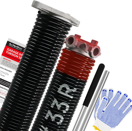 Pair of 1.75" Garage Door Torsion Springs Set with Non-Slip Winding Bars&Gloves, High Precision Electrophoresis Oil-Free Black Coated for Replacement, MIN 16,000 Cycles (0.225 x 1.75"x 33")