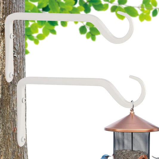 8" Plant Hangers 2-Pack - Heavy Duty Rust-Resistant Steel Hooks for Bird Feeders, Indoor/Outdoor Plants & Wall Decor, White