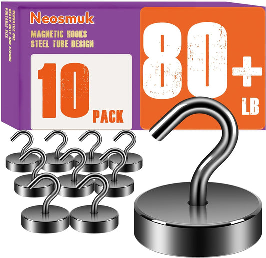 Neosmuk Magnetic Hooks, Cruise Ship Essentials, 80lb+ Heavy Duty Magnetic Hooks for Cruise Cabins, Refrigerator, Grill, Hanging, and Travel | Extra Strong Must-Haves Magnet Hook,Gunmetal