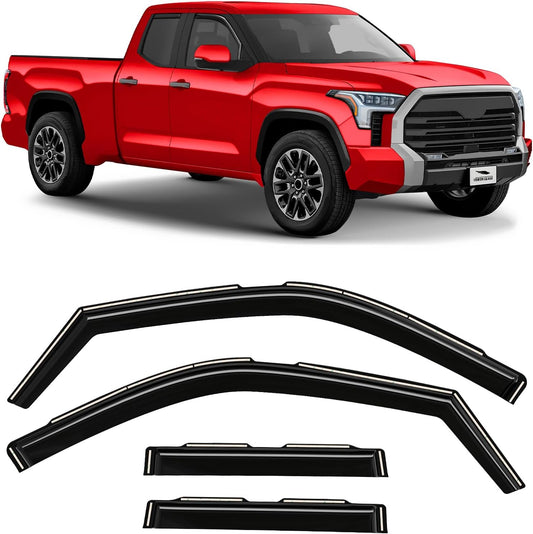 Voron Glass in-Channel Extra Durable Rain Guards for Toyota Tundra 2022-2025 Double Cab, Window Deflectors, Vent Window Visors, 4 Pieces - 200456