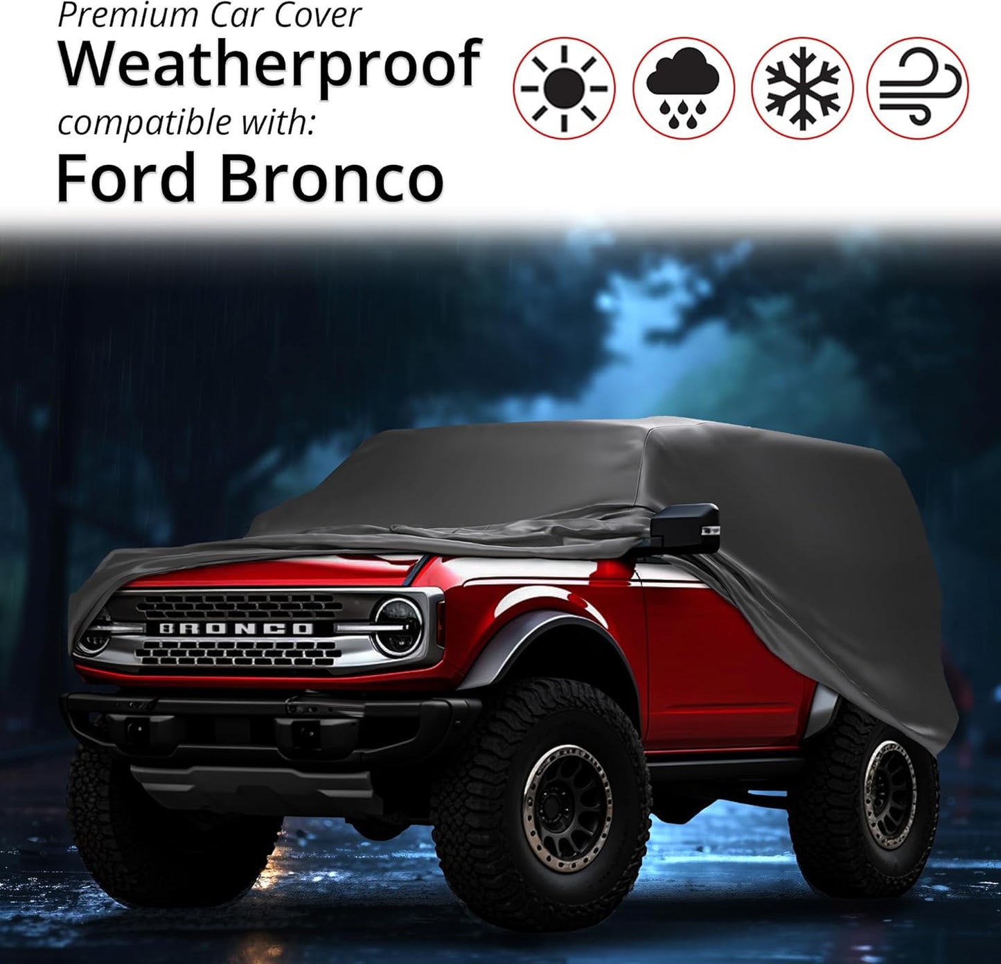 CarCovers Weatherproof SUV Cover & Warranty Compatible with Ford 2021-2024 Bronco Sport- Outdoor Cover Theft Cable Lock SUV Accessories Better Than Waterproof