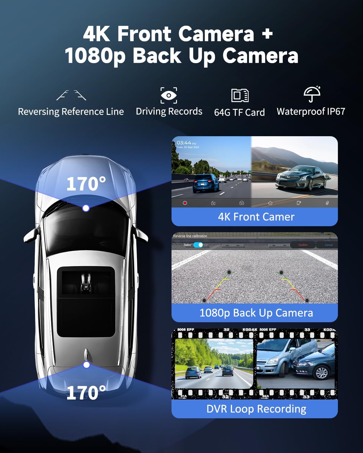 Portable Carplay Screen for Car - 10.26" Wireless Carplay & Android Auto Car Stereo, with 4K Dash Cam, Backup Camera, Bluetooth, GPS Navigation/Mirror Link/Voice Control/Bluetooth