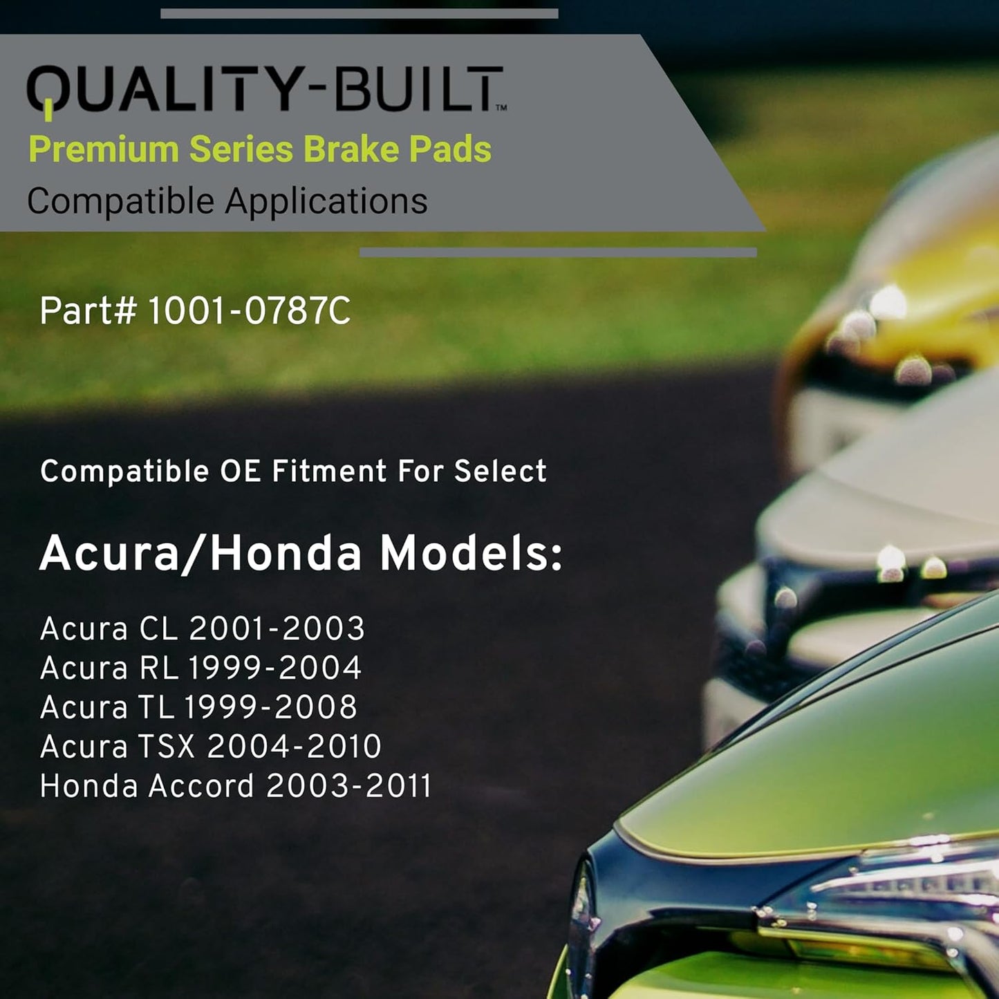 Premium Ceramic Front Brake Pads (1001-0787C) Compatible with Acura CL 2001-2003, Acura RL 1999-2004, Acura TL 1999-2008, Acura TSX 2004-2010, Honda Accord 2003-2011