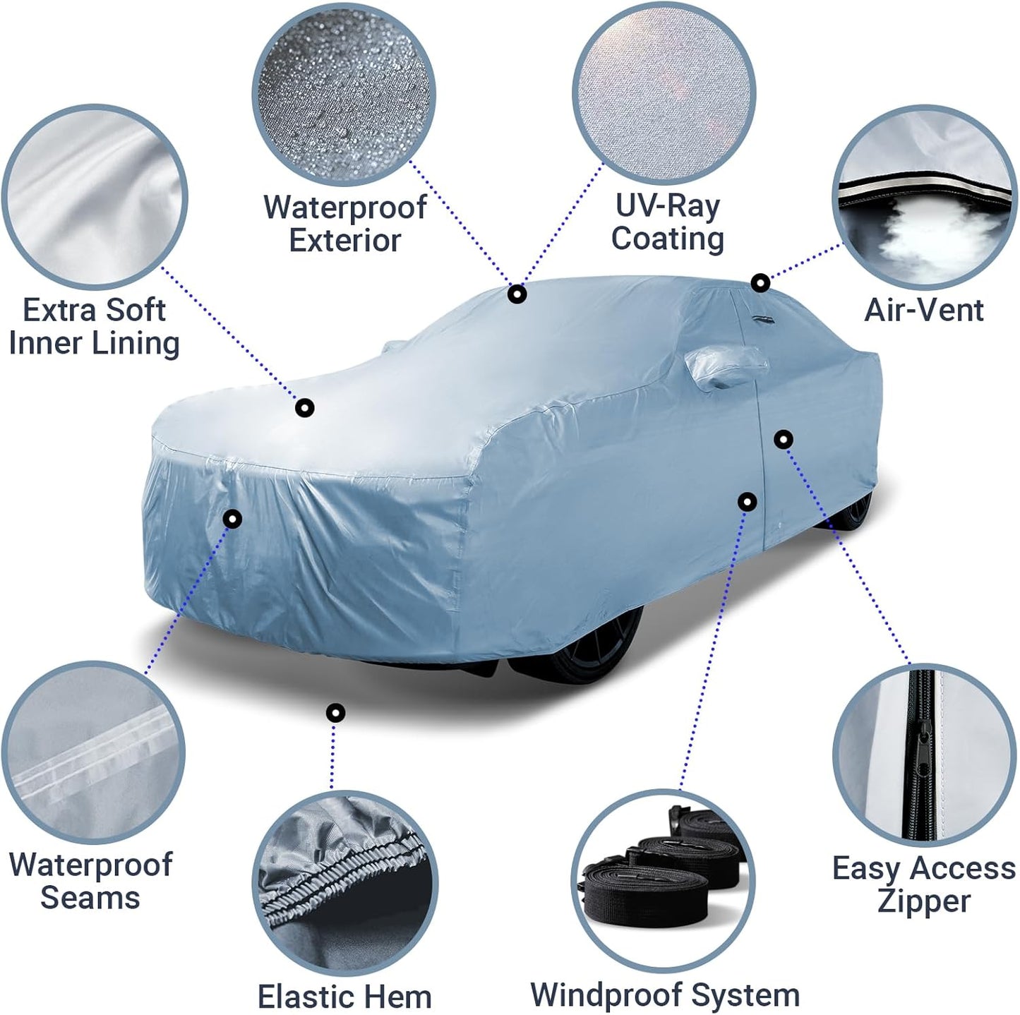 iCarCover Custom Car Cover for 2005-2025 Ford Mustang GT, Ecoboost, Mach 1, V6 Waterproof All Weather Rain Snow UV Sun Protector Full Exterior Indoor Outdoor Car Cover