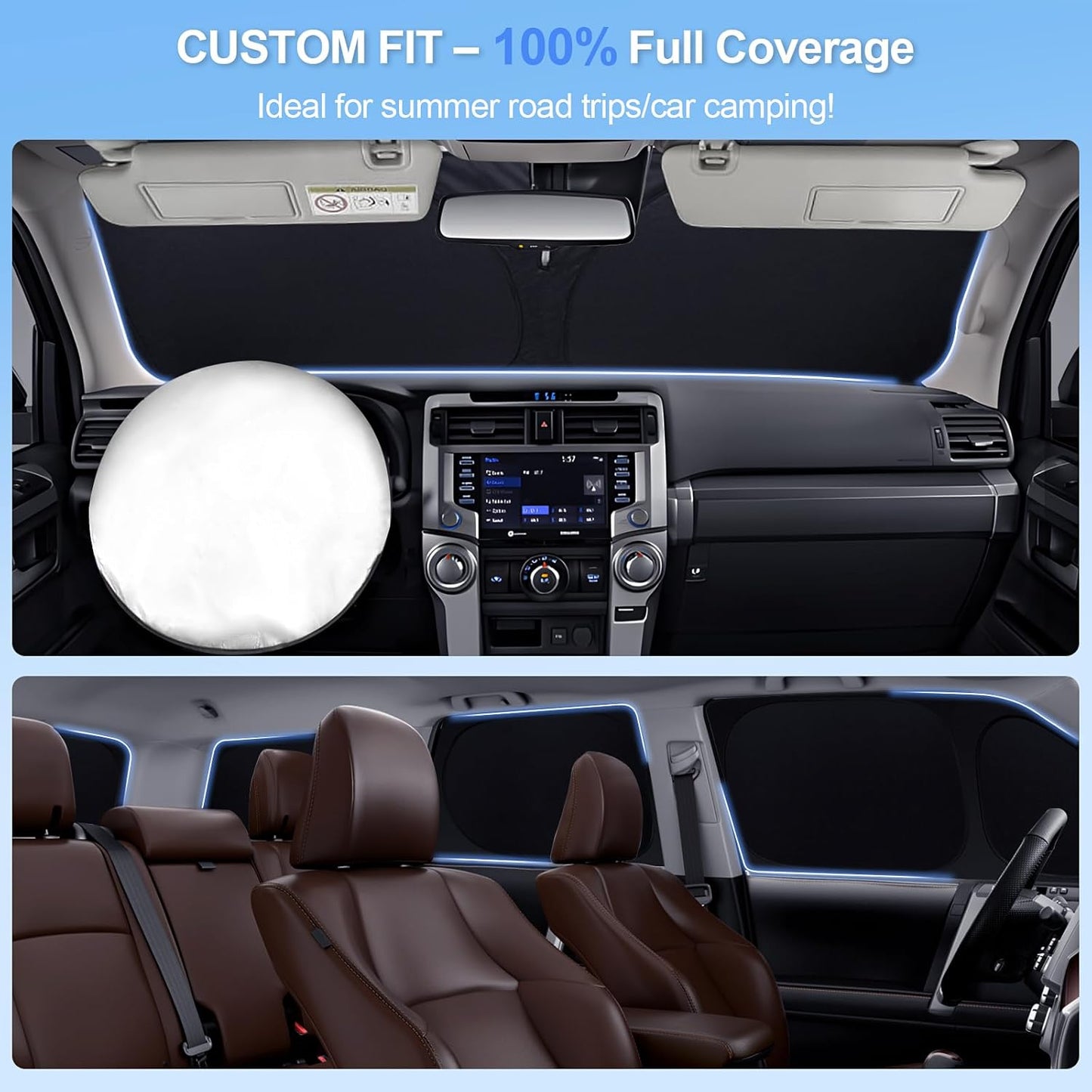 6pcs Car Window Shades for Ford Maverick2022-2024 2025 Accessories,Windshield Side Rear Full Sunshade,Sun Visor UV Blocking, Privacy Protection and Blackout for Camping Outdoor