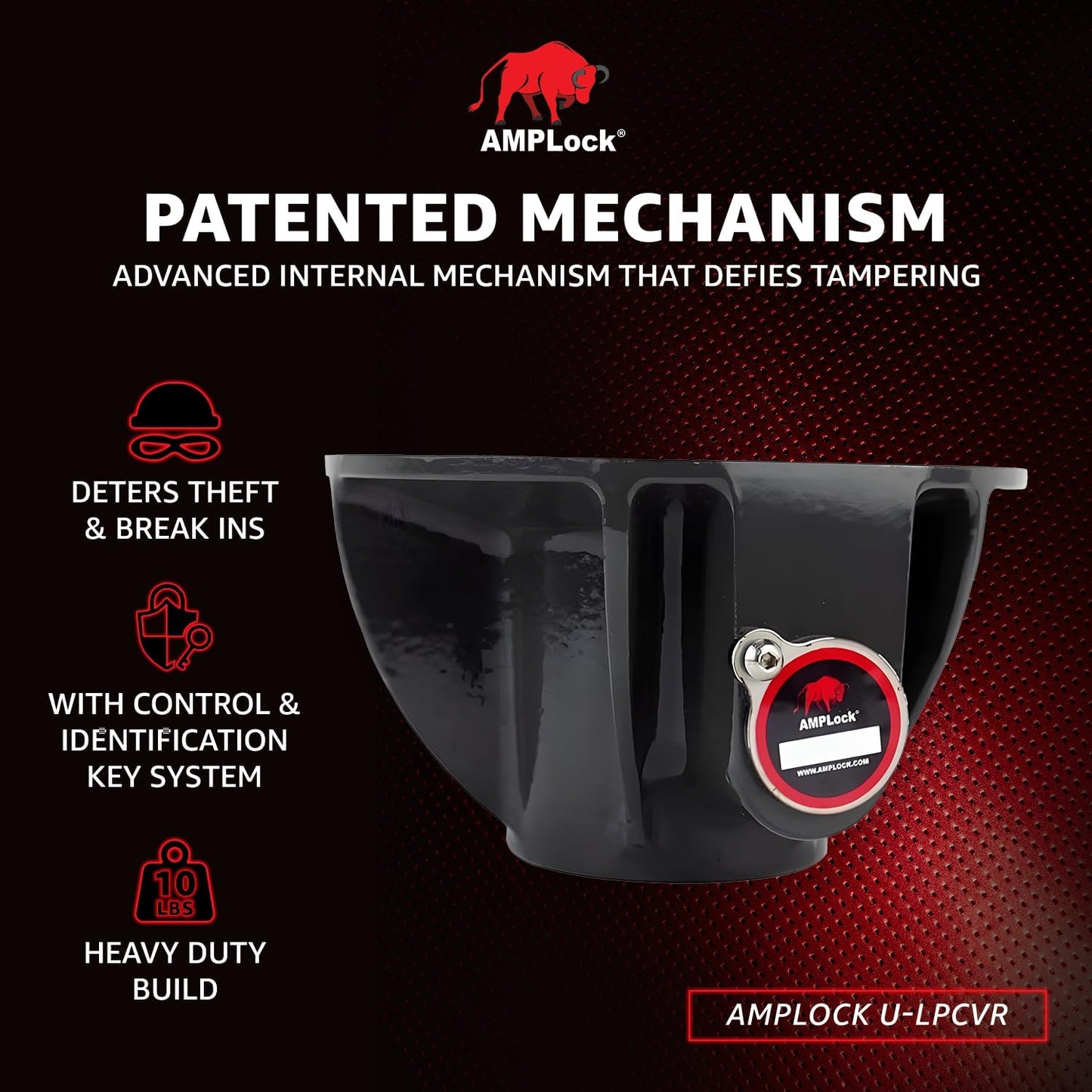 AMPLock - U-LPCVR Heavy Duty 5th Wheel Lock, Patented Cylinder Lock, Travel Trailer Security Conical 5th Wheel Lock, Reliable Heavy Duty 5th Wheel Lock, Anti Theft Trailer Protection & Security