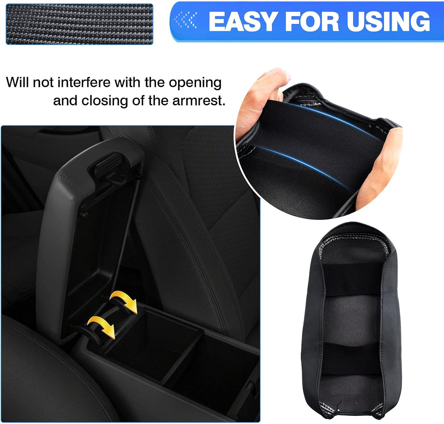 Autorder Center Console Cover for 2016-2019 2020 2021 Hyundai Tucson Accessories Carbon Fiber Armrest Cover Waterproof Anti-Scratch Center Console Armrest Protector Pad