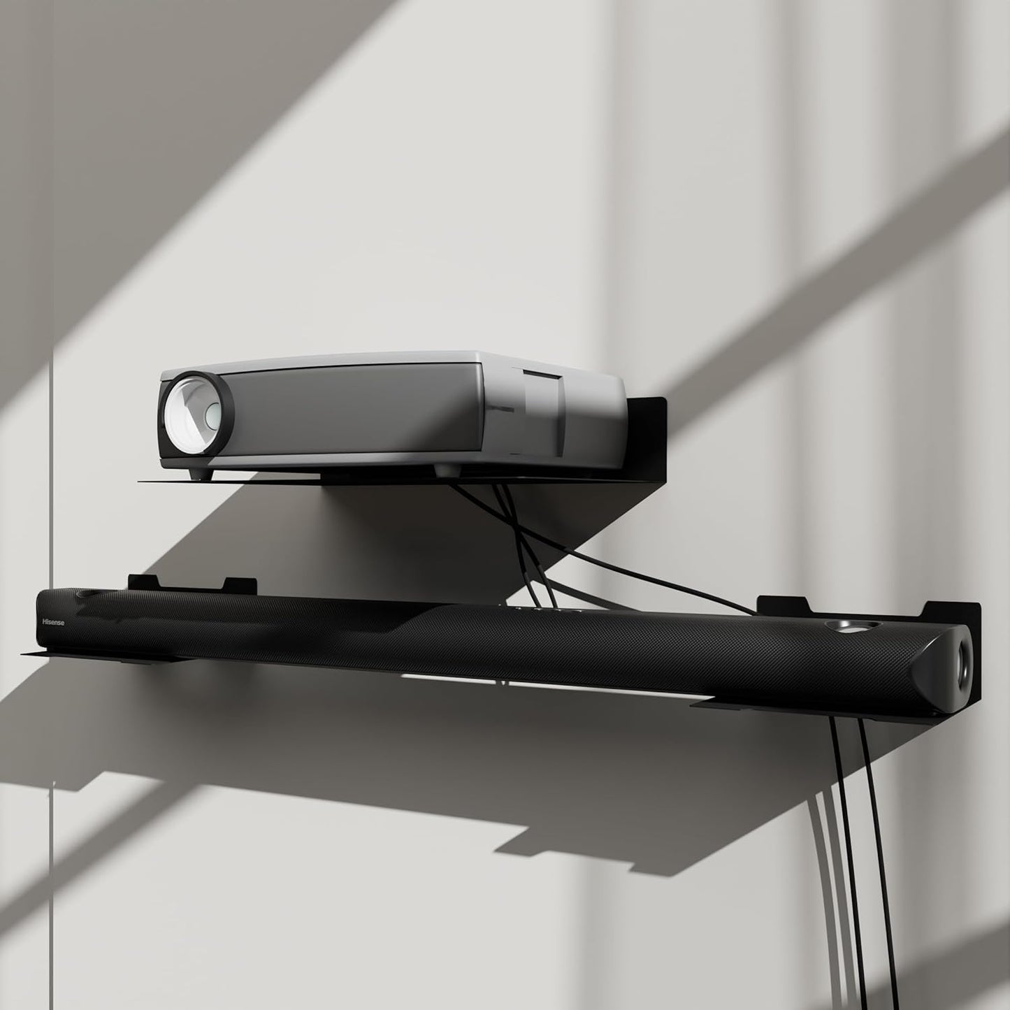 Floating Metal Wall Mount Shelf,Shelf for Projector,TV Cable Box,Router,Speaker,Sound Bar,Camera,Gaming,Decor Display (1, Medium)