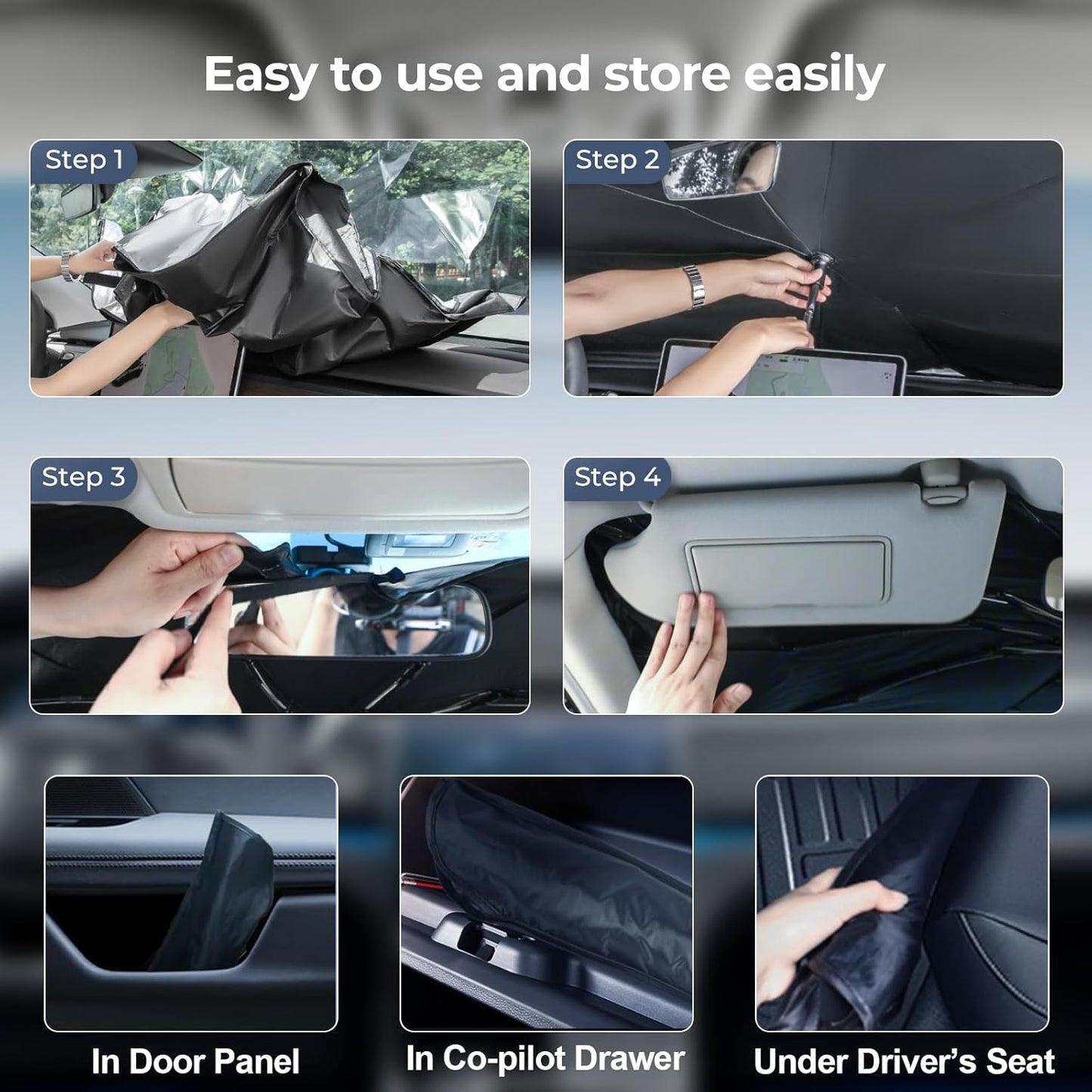 Windshield Sun Shade Umbrella: for Honda Accord 2022 2023 2024 2025 - Front Car Window Shades - Foldable 11th-Generation-Accord Sunshades Block UV Keep Cool