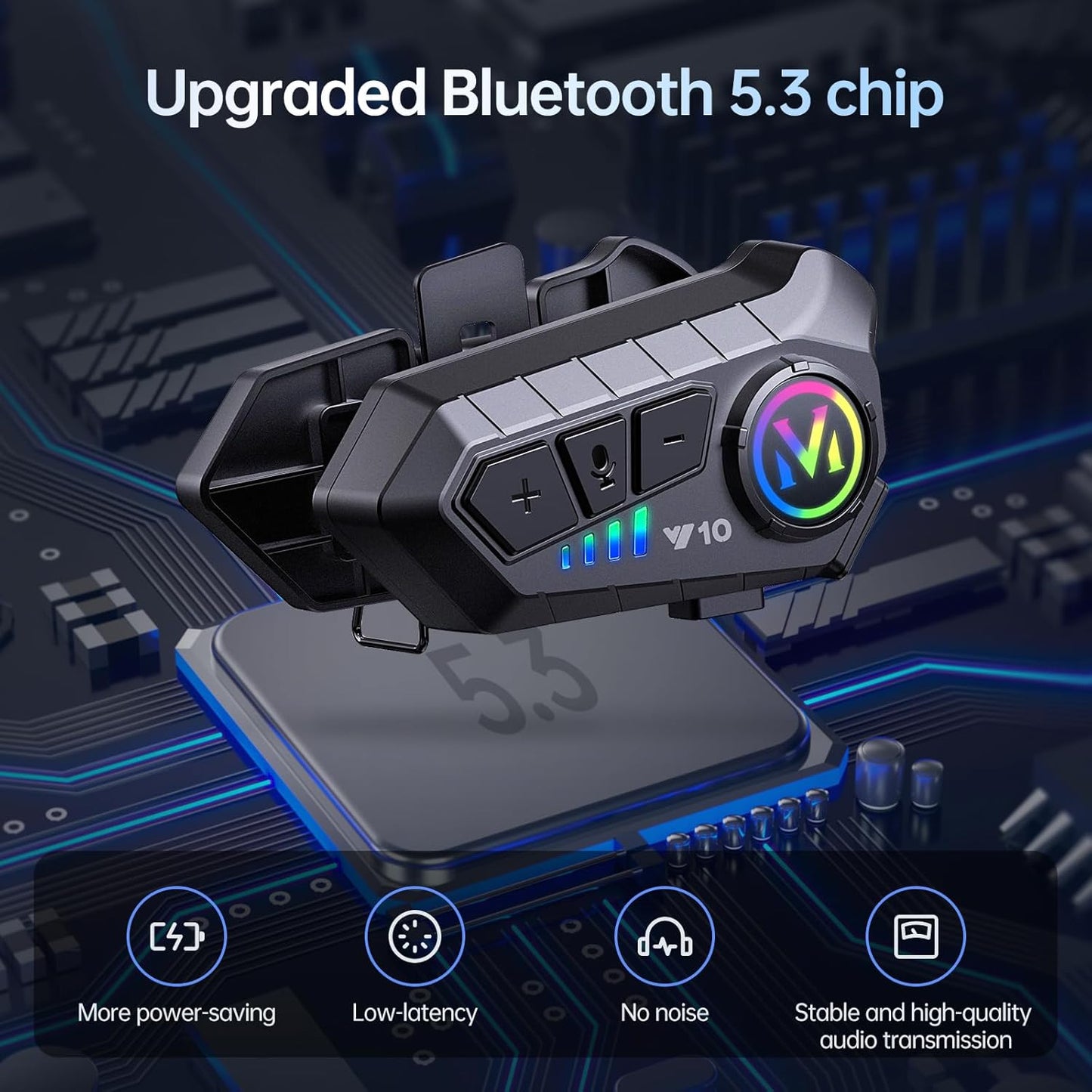 Motorcycle Bluetooth Headset Speaker Skiing Earphone Waterproof Bluetooth Helmet Headset with Noise Cancellation Ultra-Thin Wireless Bluetooth Headphones for All Helmets