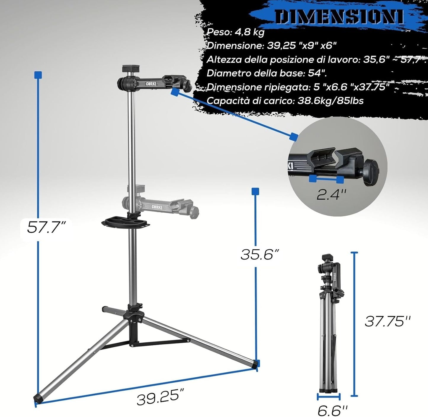 corki Cycles Bicycle Repair Stand Maintenance Work Stand - Max 38Kg or 83.8 lbs Home Portable Bike Mechanics Workstand