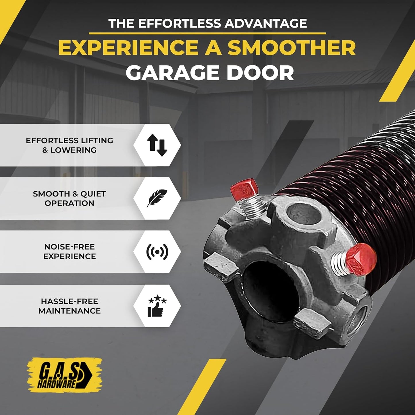 Garage Door Torsion Spring 234x1.75x33 Includes 1” Steel Bearing, Non-Slip Gloves, and Winding Bars for Left Side of Garage Door Precision E-Coating 5-Year Warranty Min. 30,000 Cycles (Red Cone)