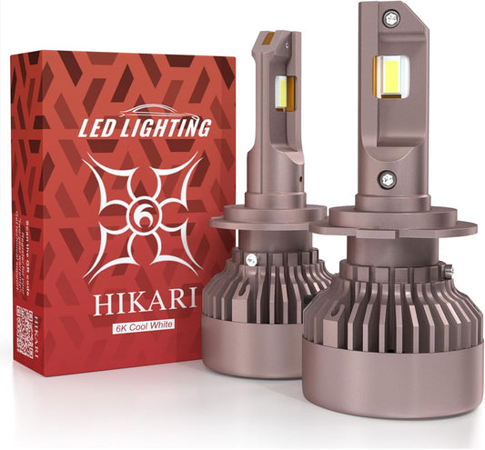 HIKARI WINGS H7 Fog Light, 50000LM Pure White 6000K LED Bulbs, Plug & Play IP68 Waterproof Pack of 2