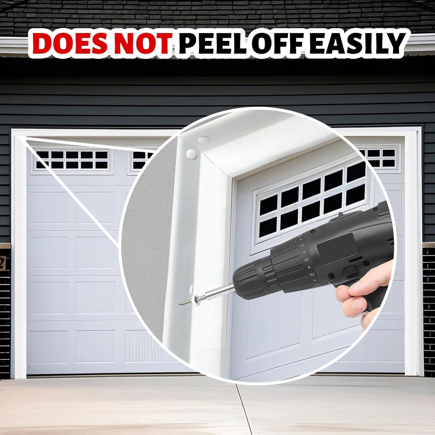 Garage Door Seal Top and Sides Seal Strip, 40FT Universal Garage Door Weather Stripping, Durable Garage Door Bottom Seal Replacement with Adhesive Backing and Screws (White, 40FT)