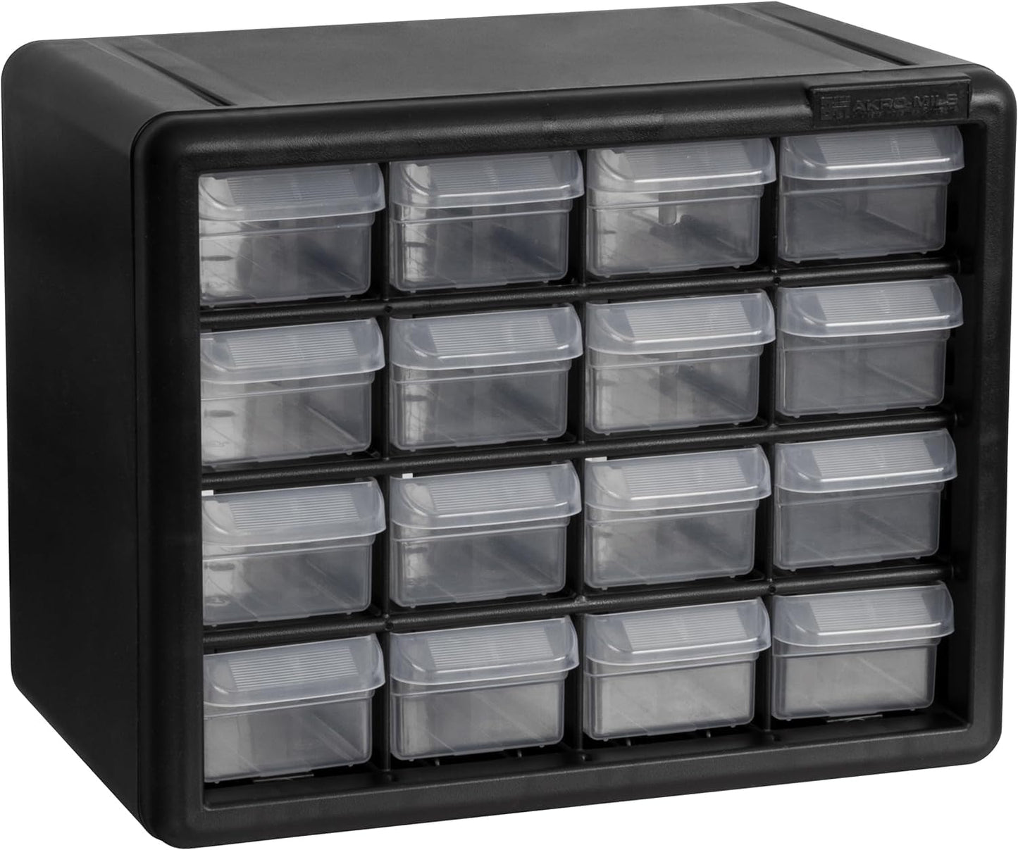 Akro-Mils 16-Drawer Plastic Drawer Storage Cabinet for Garage Organization, Beads, Makeup Organizer, Building Bricks Storage, Teacher Toolbox, 10-1/2-Inch W x 6-1/2-Inch D x 8-1/2-Inch H, 10116 Black