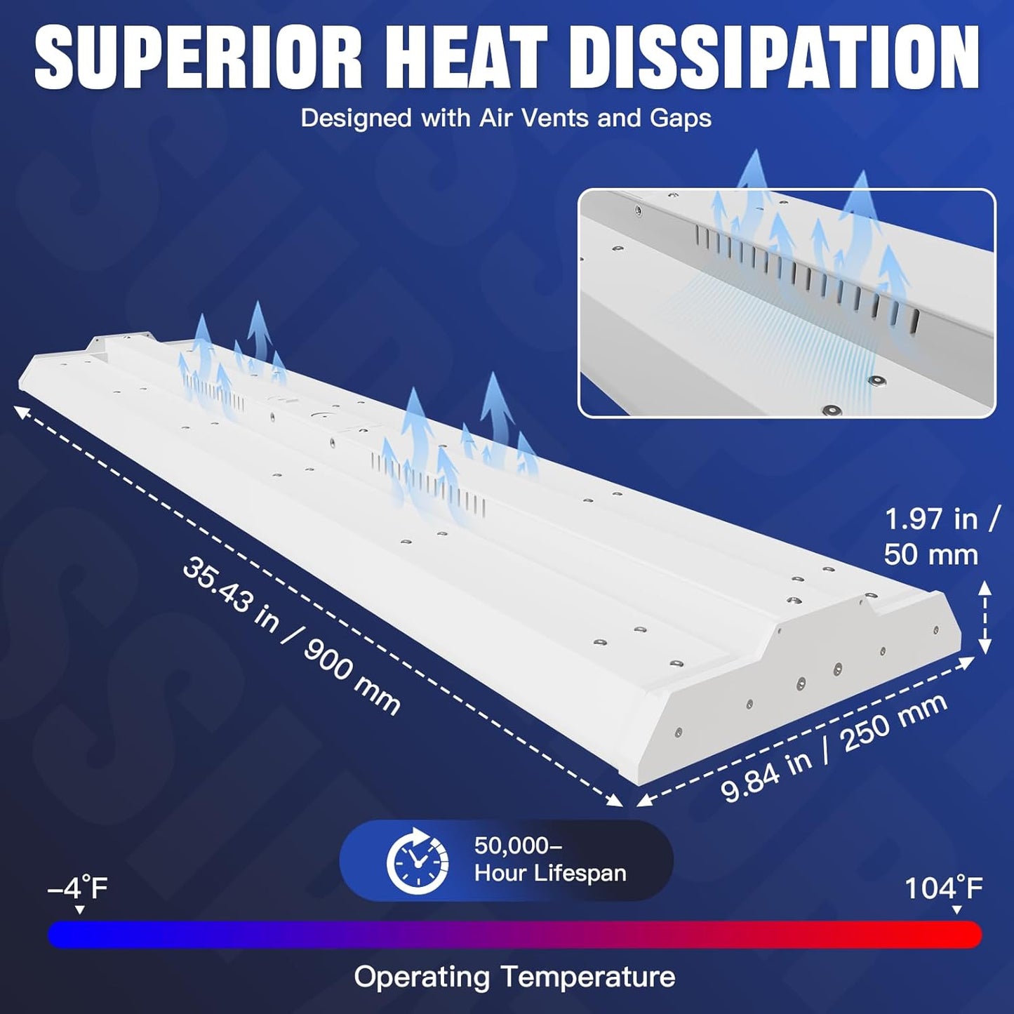 JTT LED Linear High Bay Light 300/240/200W, 45000LM Linear Shop Light Commercial 120-277V, 4000/5000K High Bay Lights Shop Workshop Store Commercial Supermarket Warehouse Basement, 2-Pack ETL