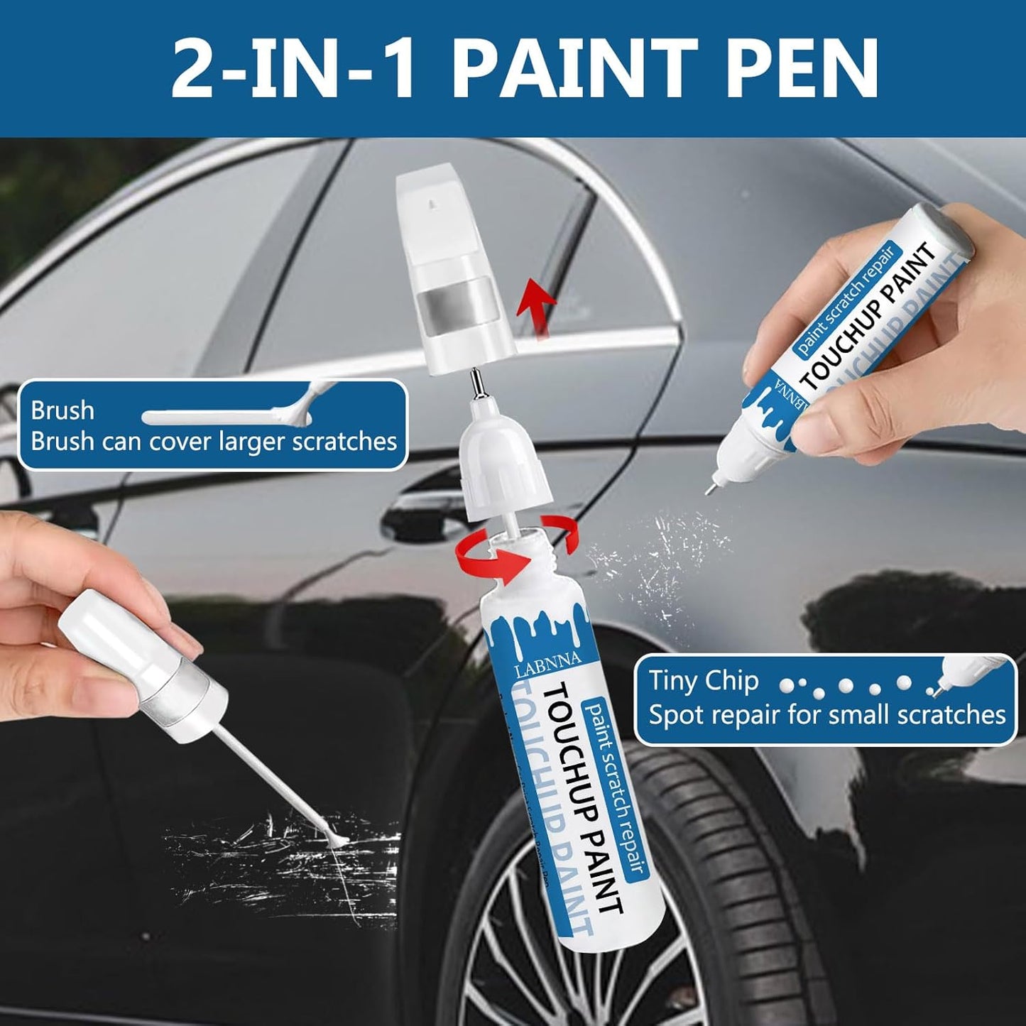 Predawn Grey Mica(1H1) Touch Up Paint for Toyota-Exact Match 2 in 1 touchup Paint Pen for Chips and Nicks Repair Car Paint Scratch Repair Kit