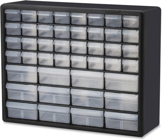 Akro-Mils 44-Drawer Plastic Drawer Storage Cabinet for Garage Organization, Bead Organizer, Building Bricks Storage, Teacher Toolbox, Makeup Organizer, 20-Inch W x 6-Inch D x 16-Inch H, 10144 Black