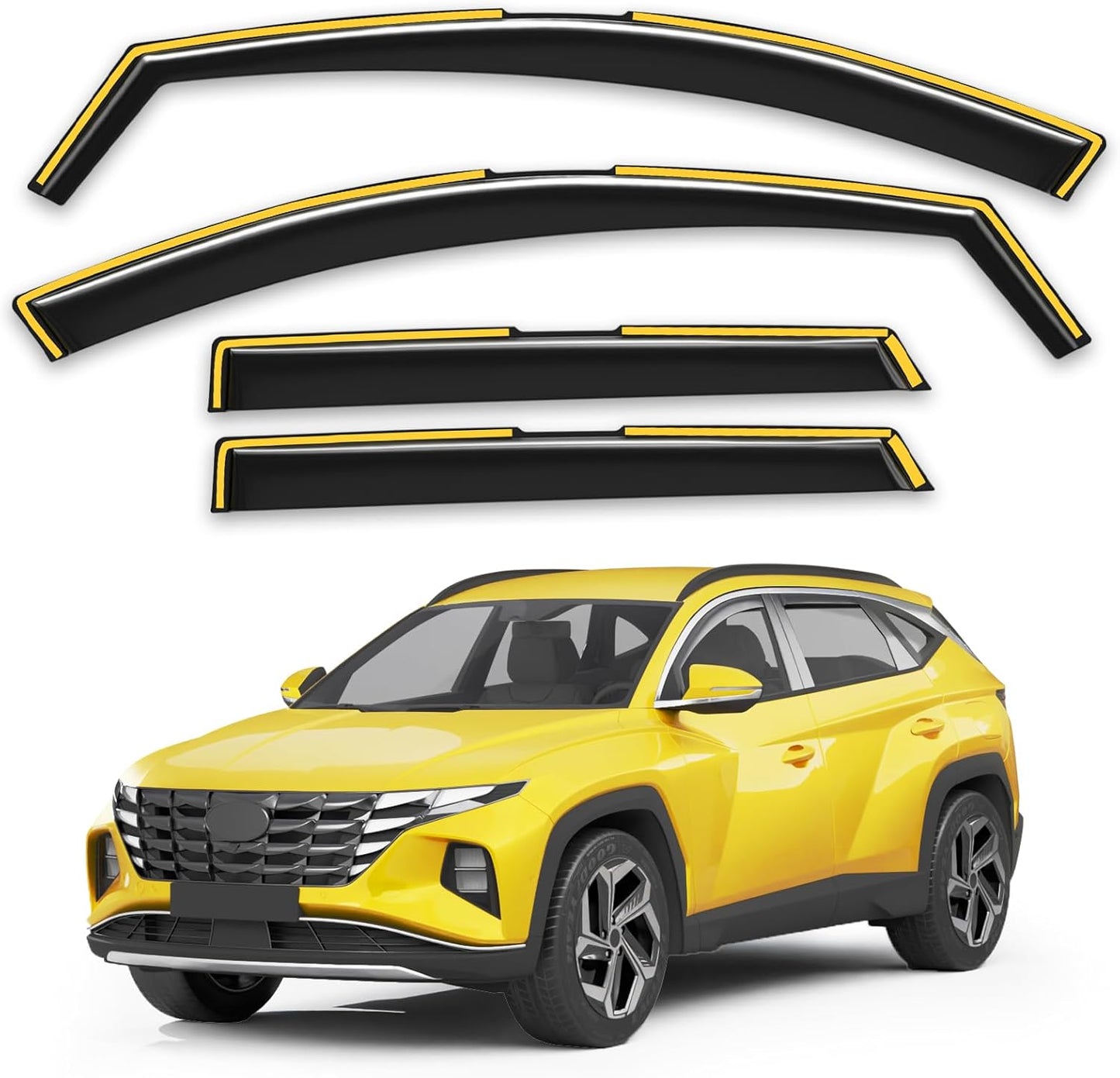 in-Channel Window Rain Guards Fit for Hyundai Tucson 2022 2023 2024 2025 Extra Durable Window Deflectors Vent Visors Shades Car Accessories Visors Rain Guards -4 pcs
