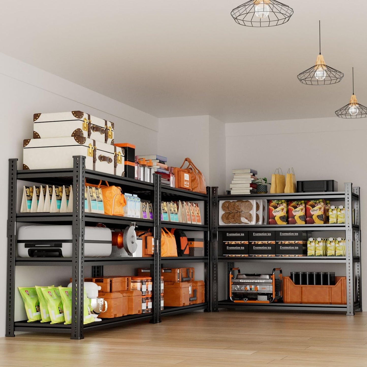 Storage Shelves Heavy Duty 2 PCS, 36"L x 16"W x 60"H Garage Wire Shelving Unit Loads 1920LBS, 4-tier Adjustable Metal Industrial Utility Shelf Rack for Kitchen, Laundry, Pantry, Warehouse, Basement