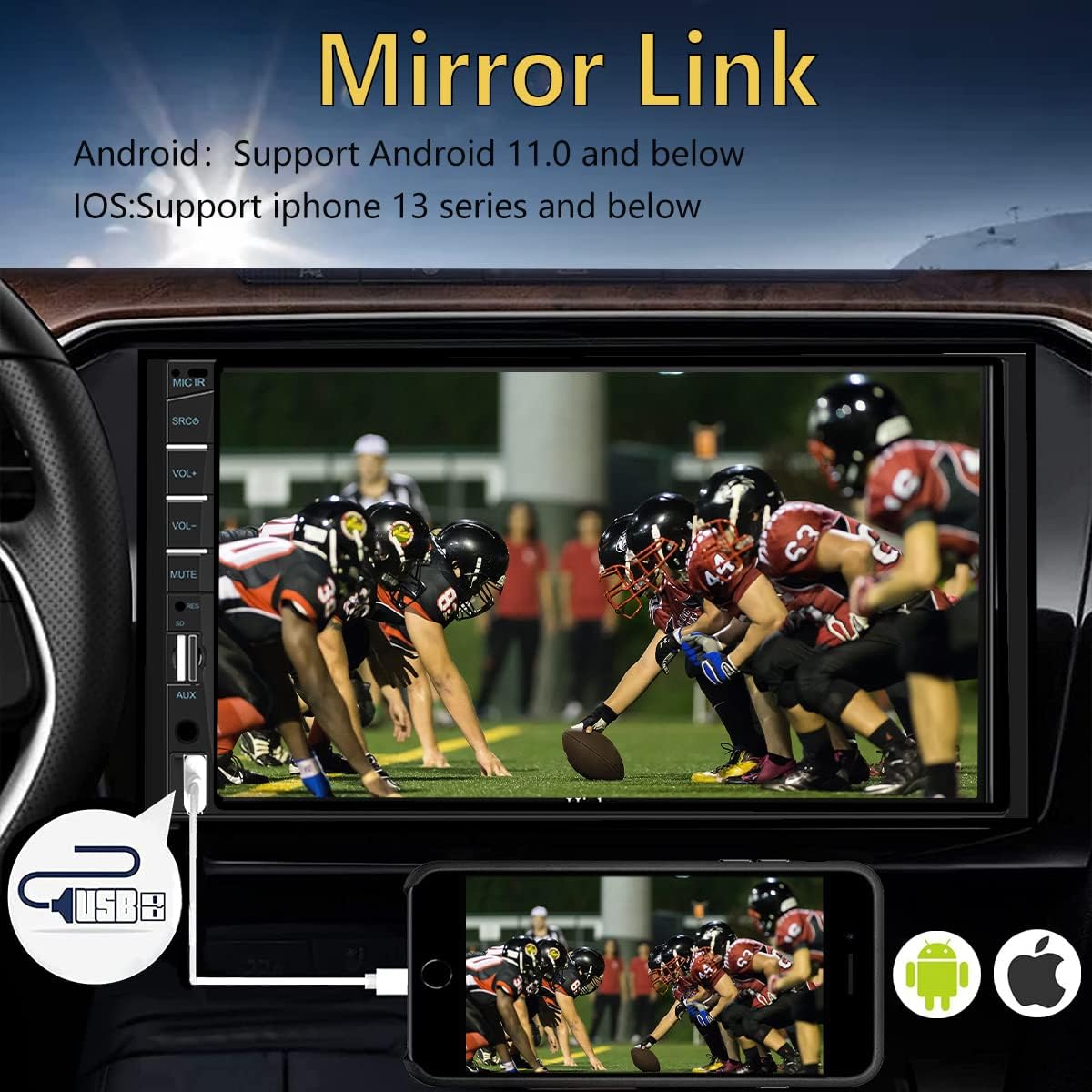 Naifay Car Stereo Double Din Radio with Bluetooth, Car Radio Touchscreen 7 Inch MP5 Player Car Stereo with Backup Camera Bluetooth, Mirror Link, FM/SWC/USB/SD/AUX, Car Audio Receivers with Subwoofer