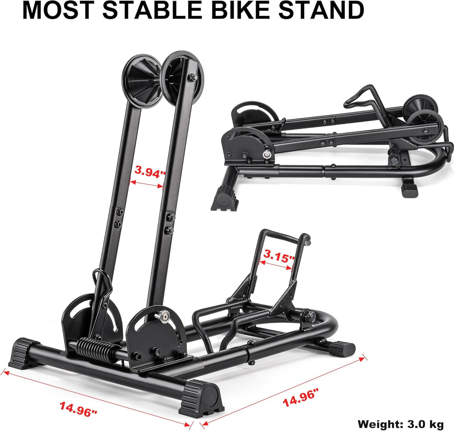 Indoor Bike Floor Stand - Bike Stand Rack for Garage/Home - Bike Storage Bicycle Parking Rack Fit 26”-29” Mountain Road Bikes