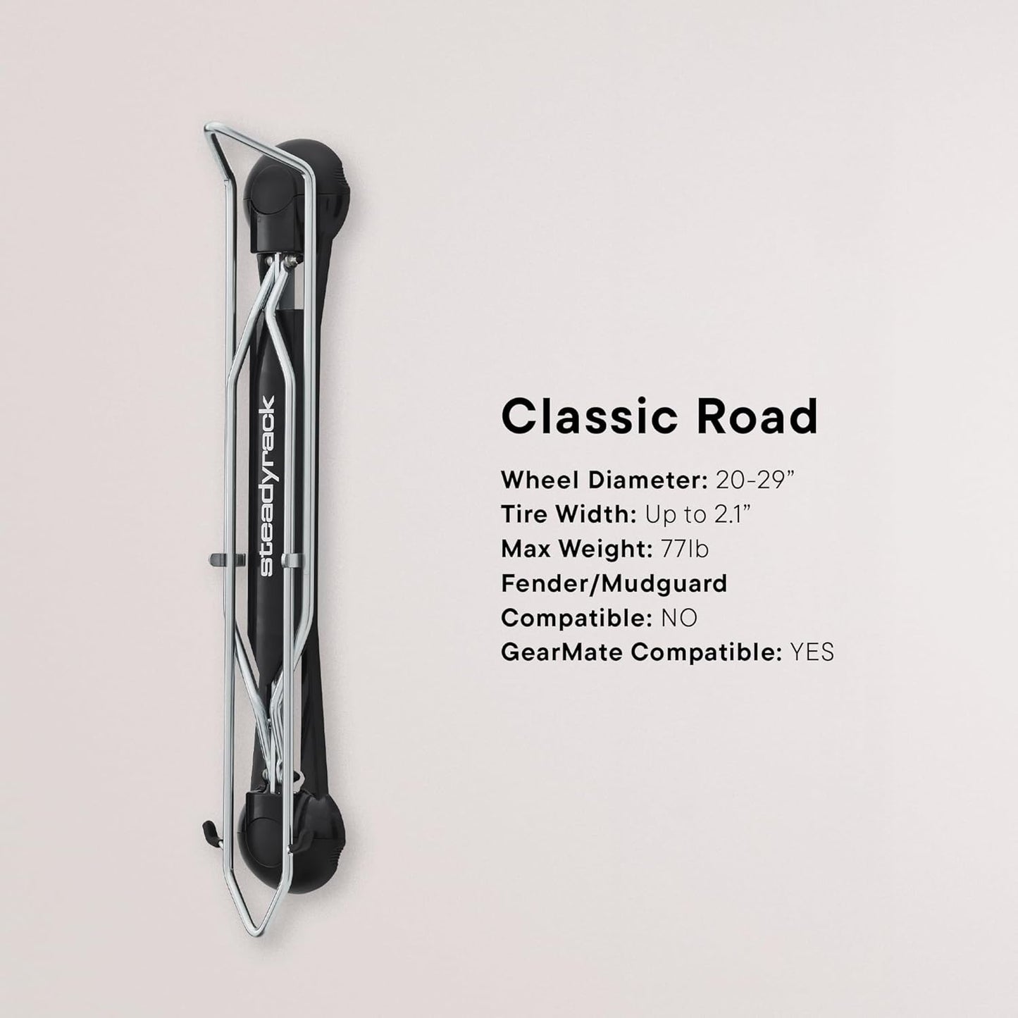 Steadyrack Bike Rack for Road Bikes - The Original Wall Mounted Vertical Bike Storage - Fits Narrow Tires - Space Saving Pivot Design - Heavy-Duty Steel Rack for Indoor Garage, Apartment or Home Use