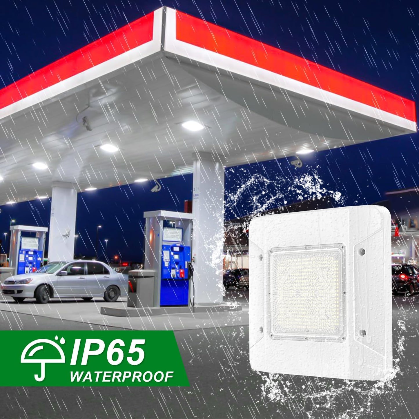 OSTEK LED Gas Station Canopy Light, 150W Carport Ceiling Light 5700K, Outdoor Rated (600W HID/HPS Equivalent), 90-277V IP65 DLC & UL Listed (150W-1 Pack)