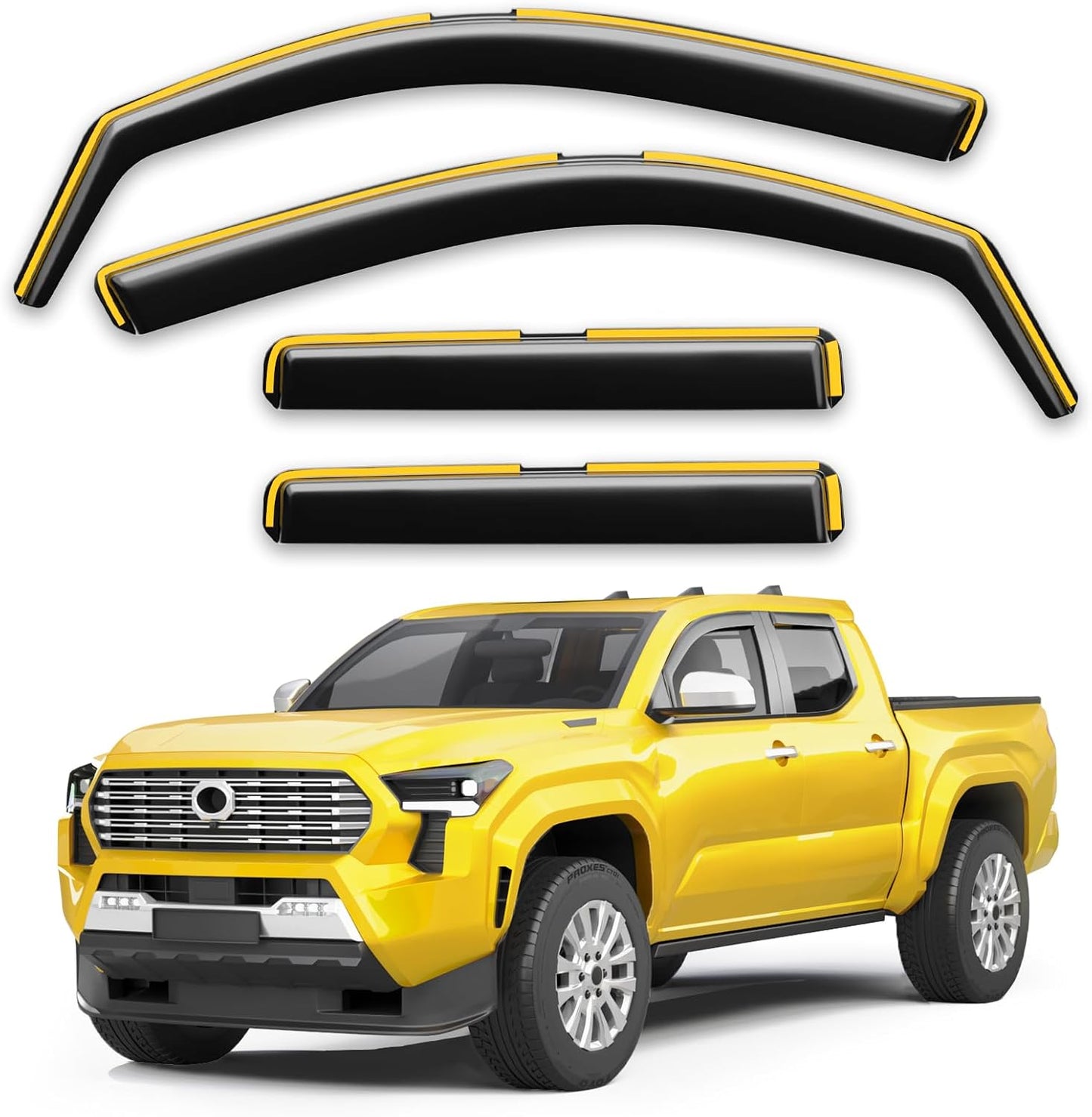 in-Channel Window Rain Guards Fit for Truck Toyota Tacoma 2024 2025 Double Cab with 4 Full-Size Doors Extra Durable Window Deflectors Vent Visors Shades Car Accessories Visors Rain Guards