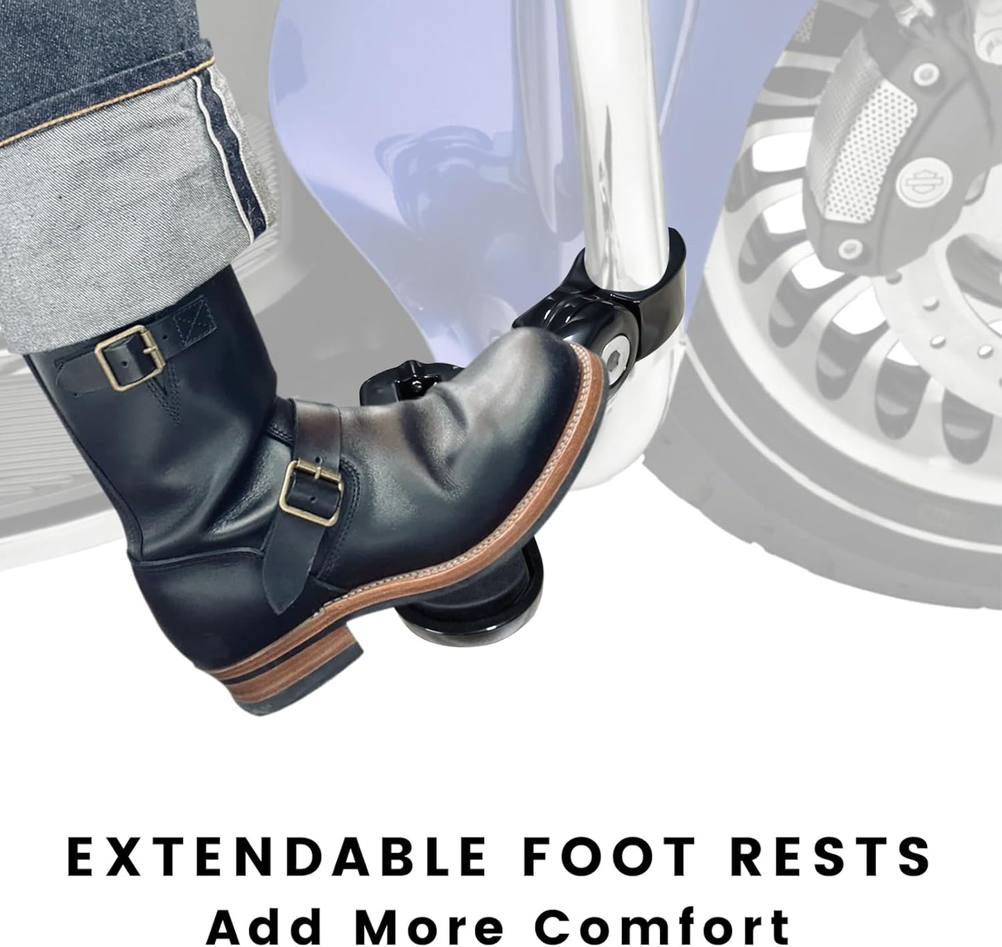 1.25" 32MM Motorcycle Adjustable Highway Pegs for Harley Davidson Touring Road King Road Glide Street Glide Electra Glide Dyna Sportster Softail 1 1/4" Crash Bar Highway Foot Pegs, Black